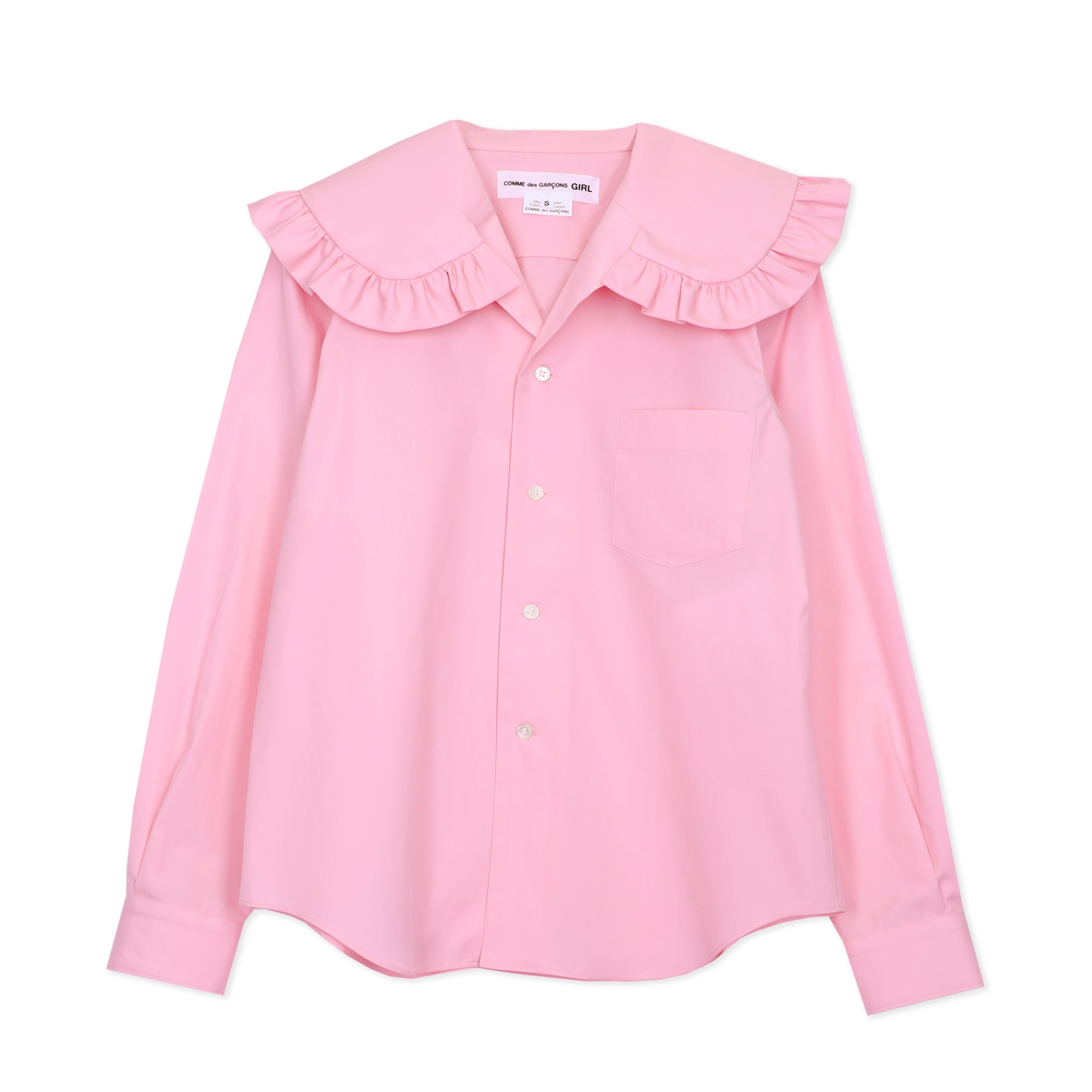 Pink Frill Wide Collar Shirt