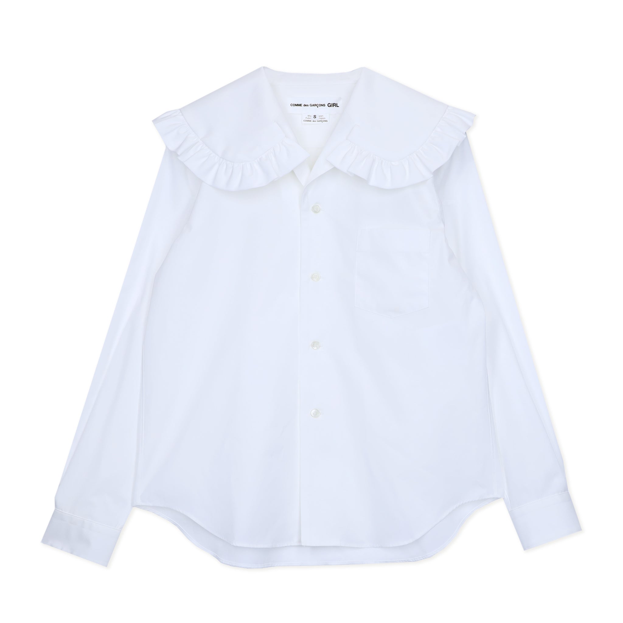 White Frill Wide Collar Shirt