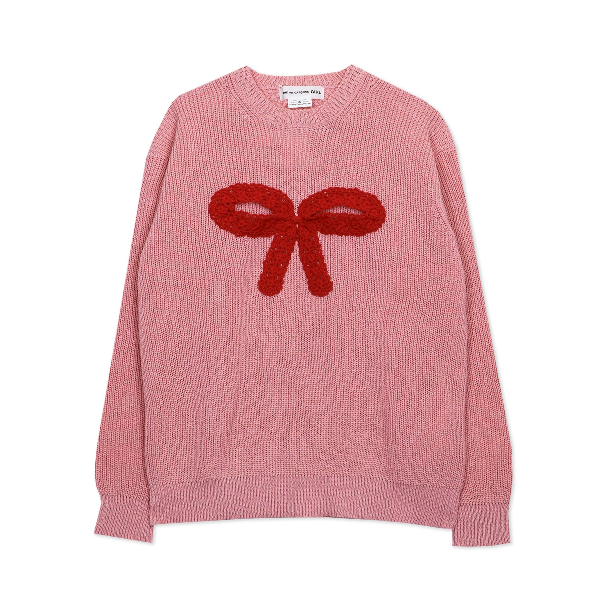 Pink Oversized Knitted Big Bow Sweater