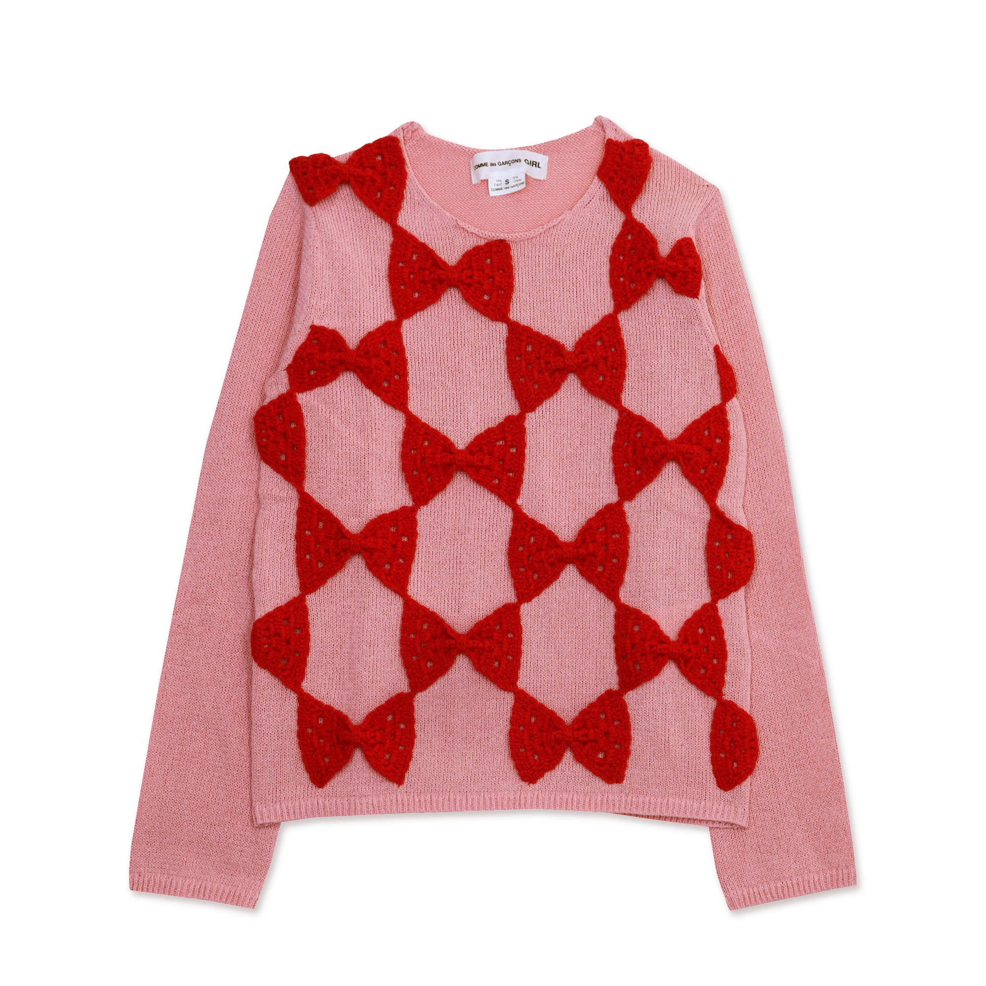 Bow Crotchet Sweater Pink