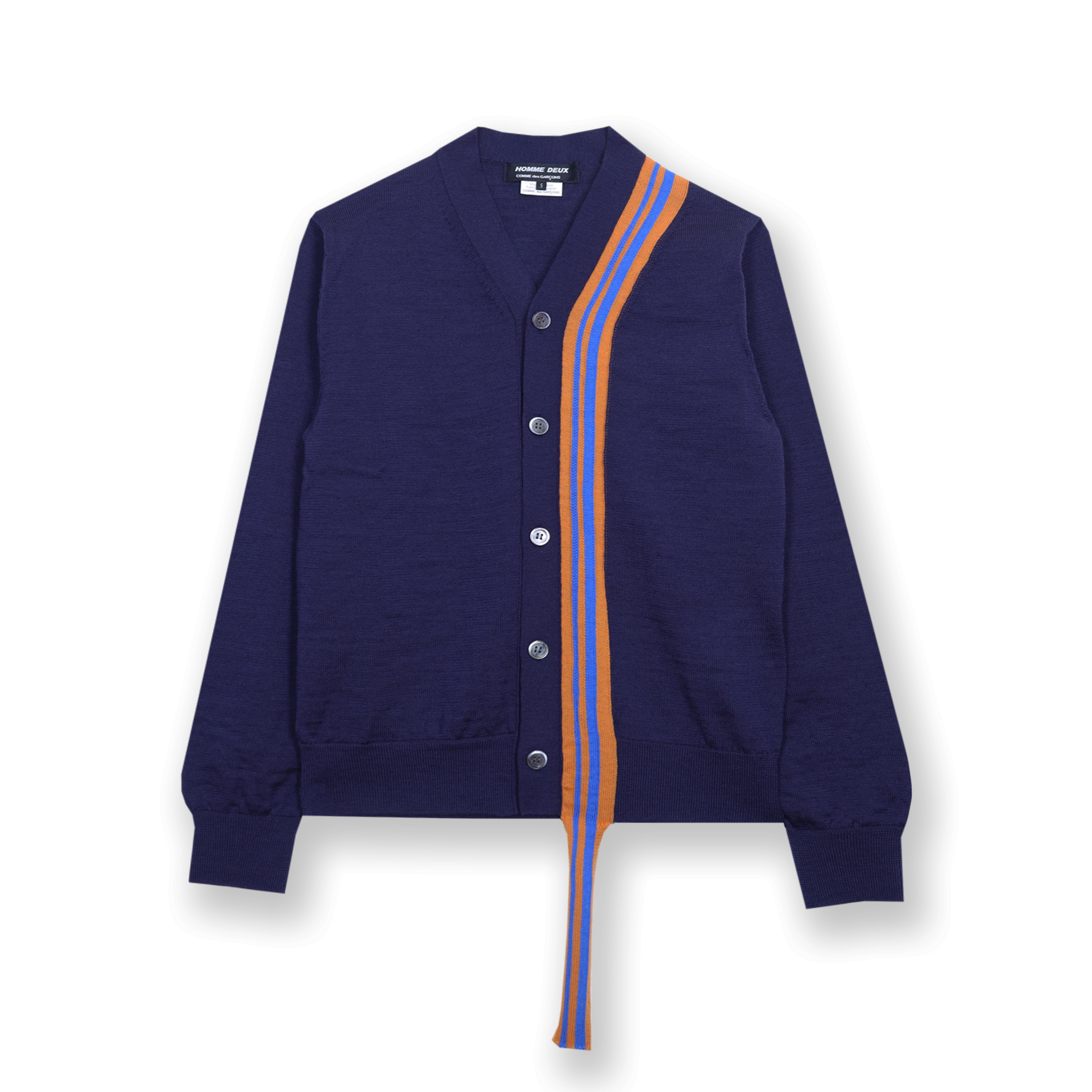 Panel Strip V-Neck Cardigan Navy