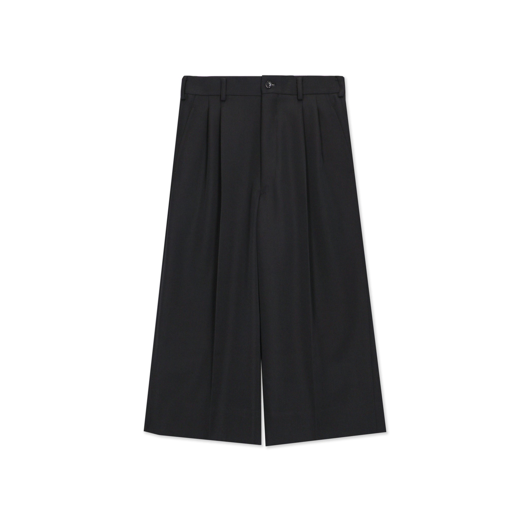 Pleated Wool Poly Cropped Pant