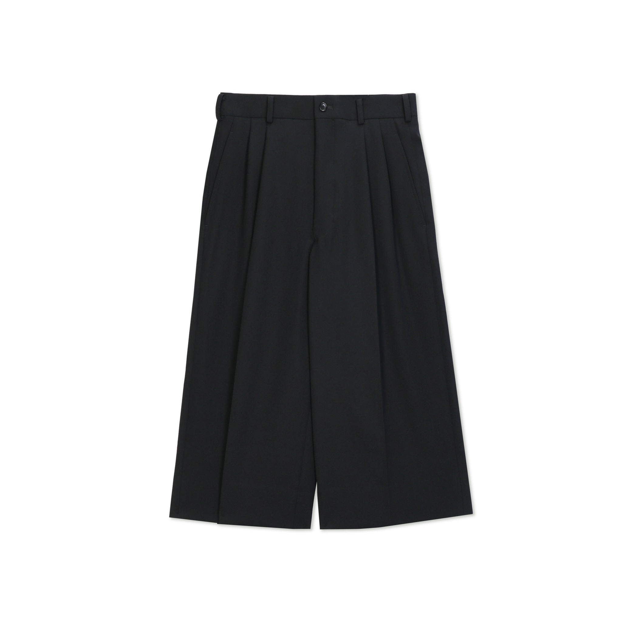 Wool Gabardine Pleated Wide Pant