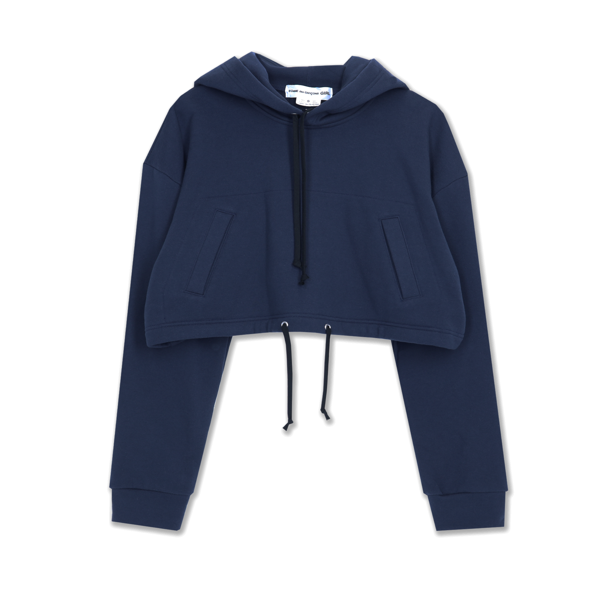 Cotton Drawstring Hooded Pullover Navy