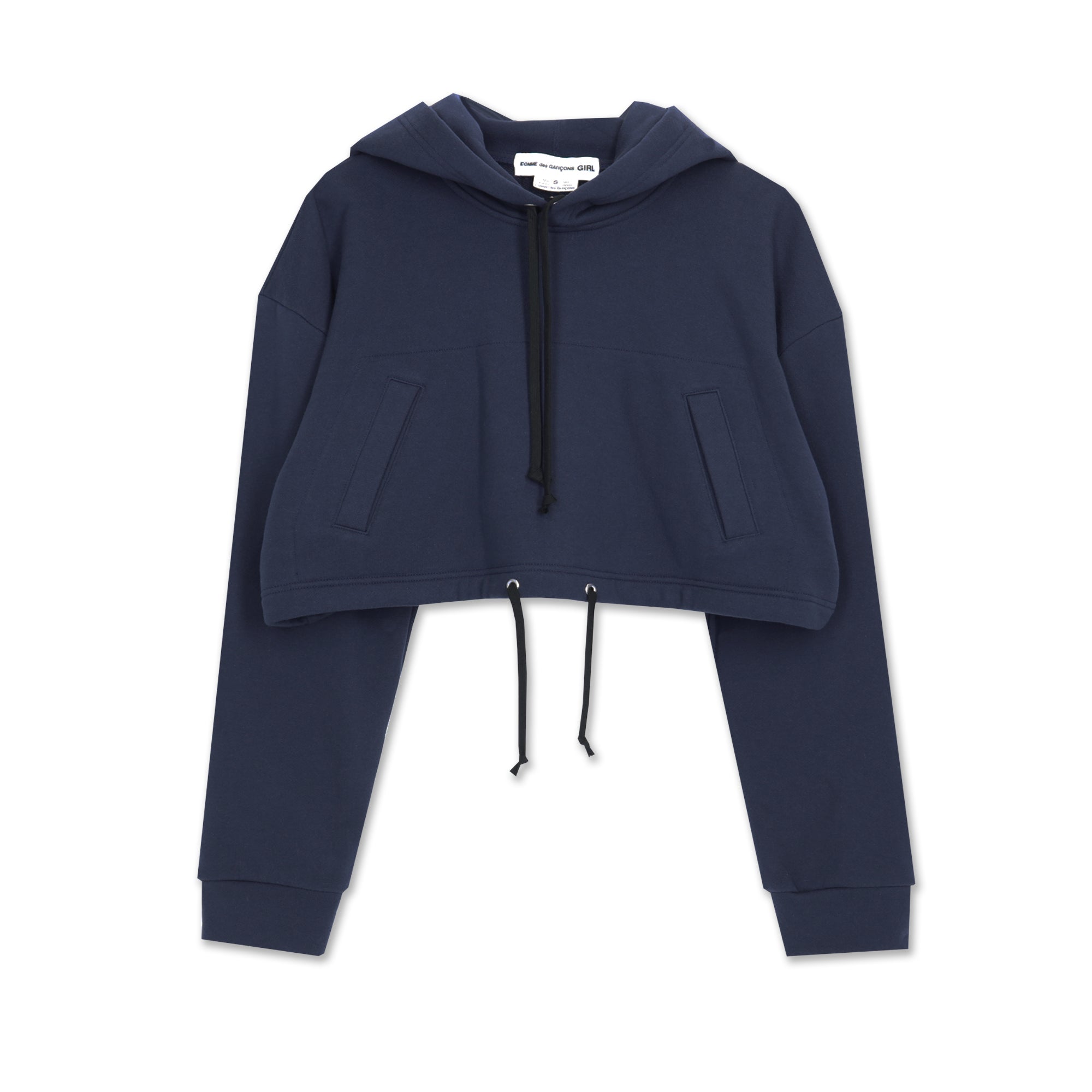 Cotton Drawstring Hooded Pullover Navy