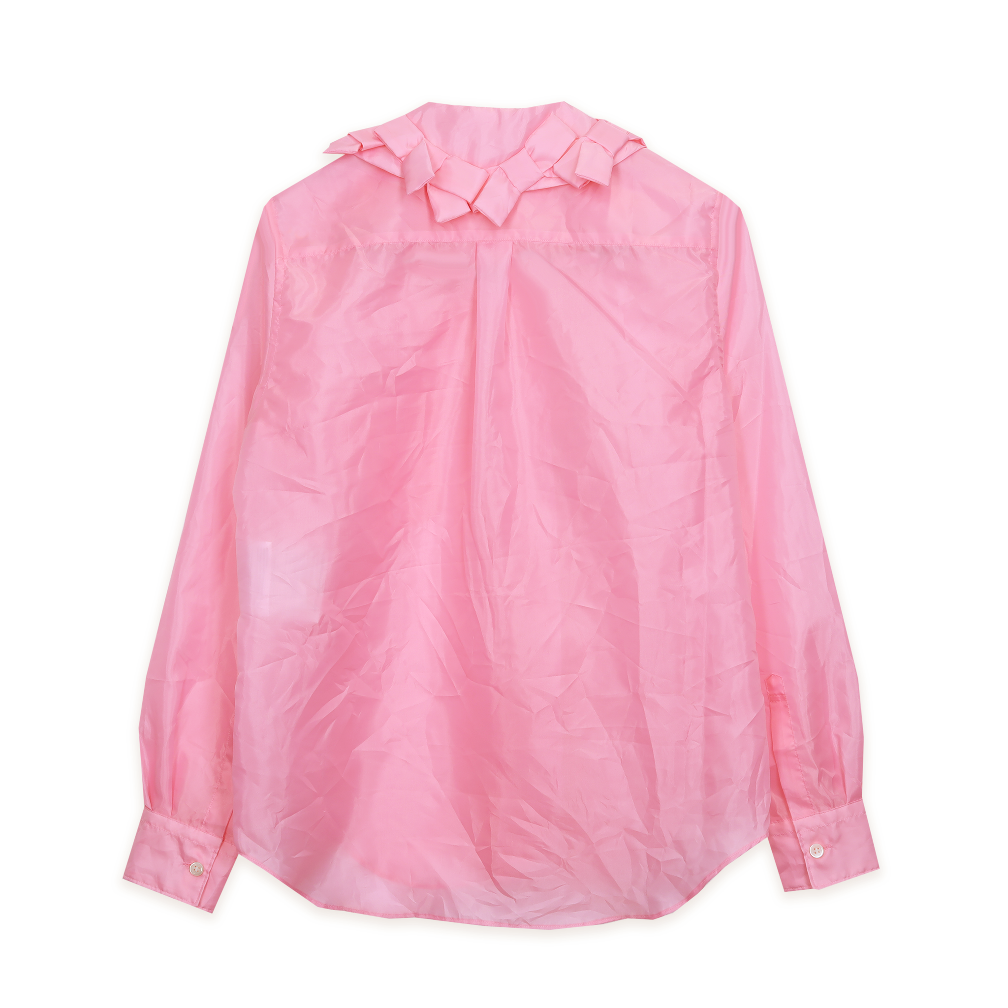 Pink Taffeta Bow Collar Blouse
