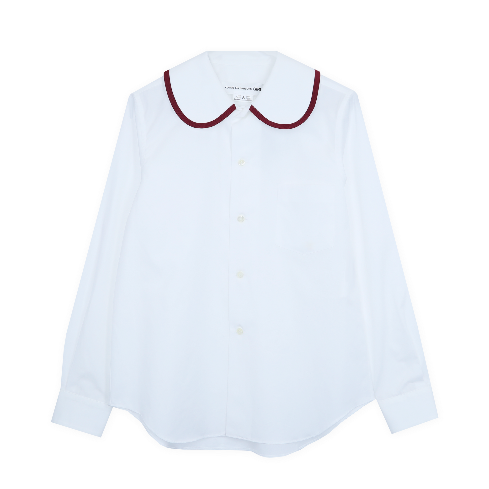White Burgundy Peter Pan Collar Shirt