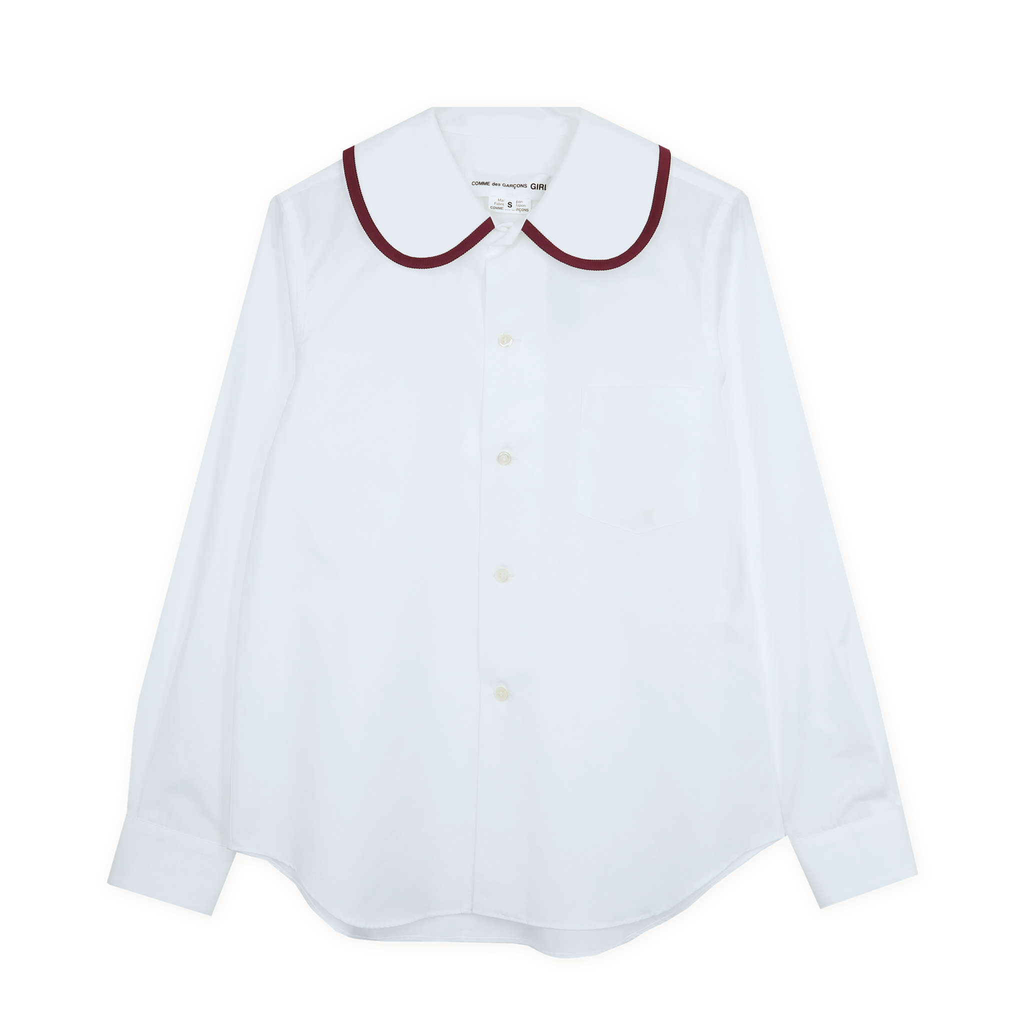 White Burgundy Peter Pan Collar Shirt