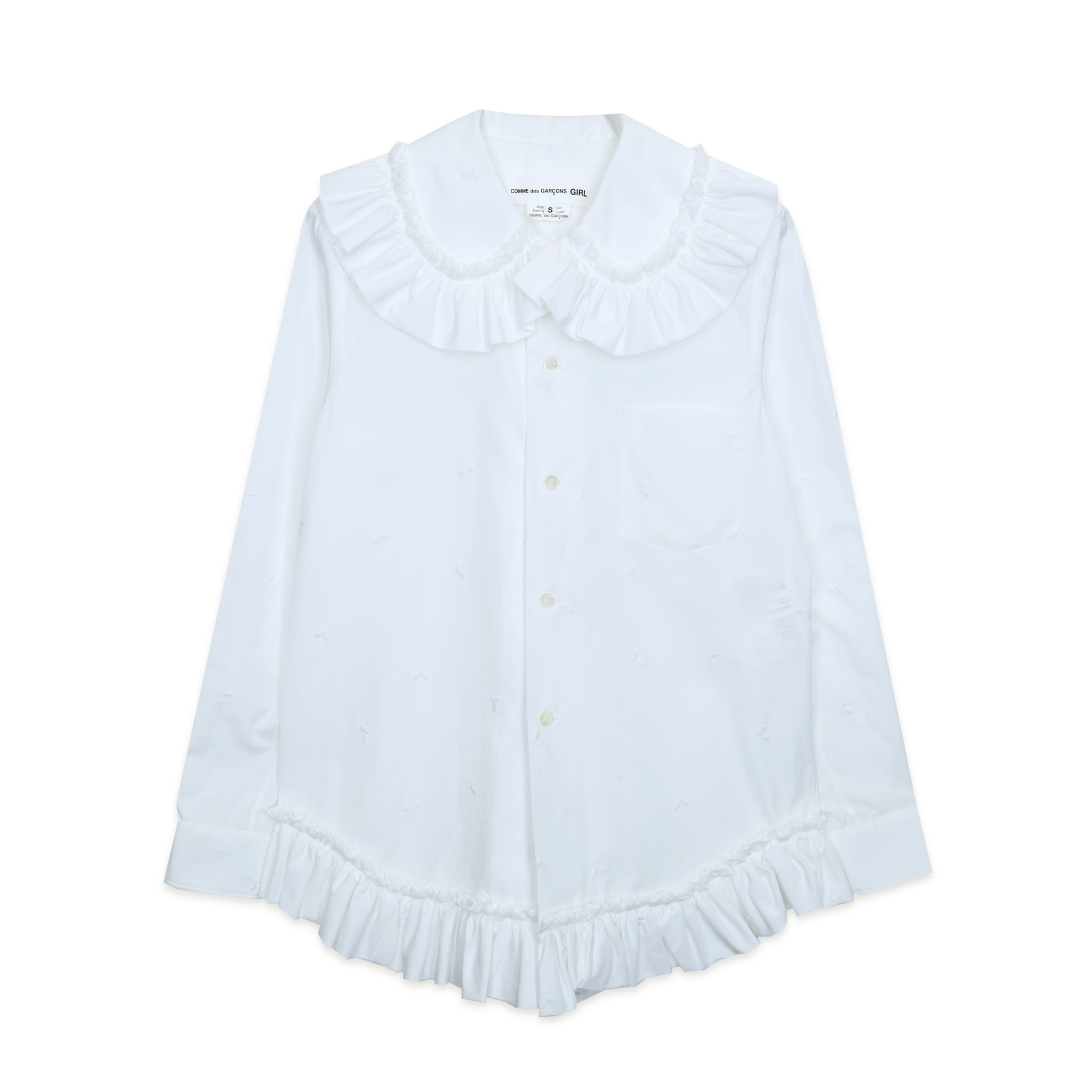 Embroidered Frill Collar Blouse