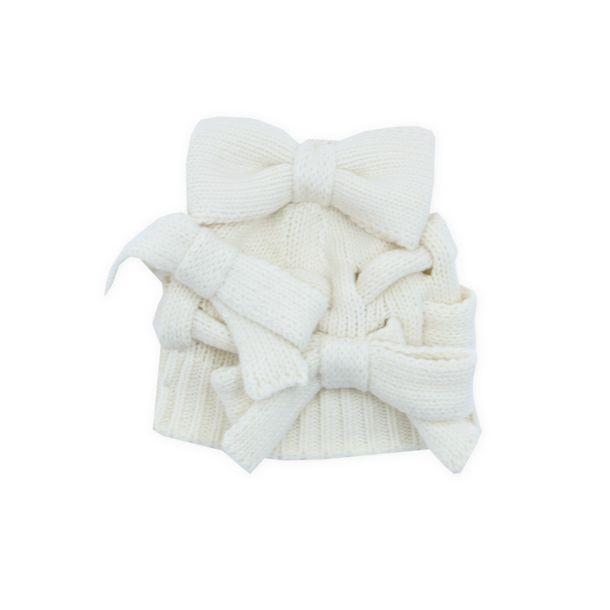 Knitted Bow Hat Off-White