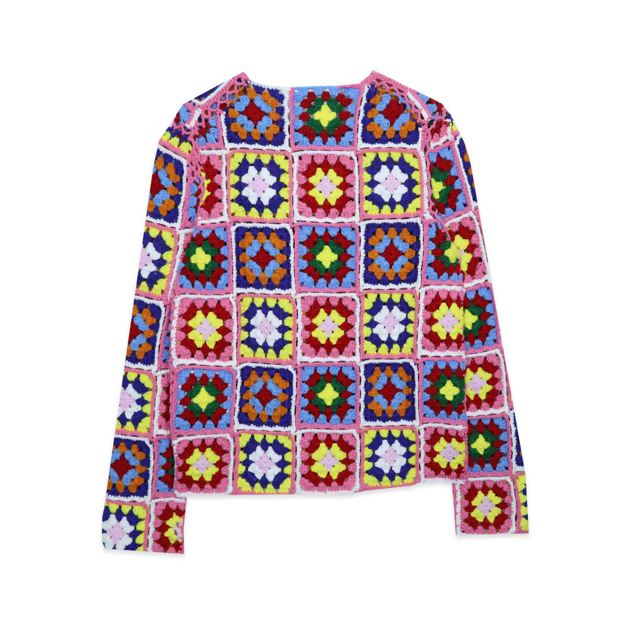 White/Pink Rainbow Crotchet Sweater