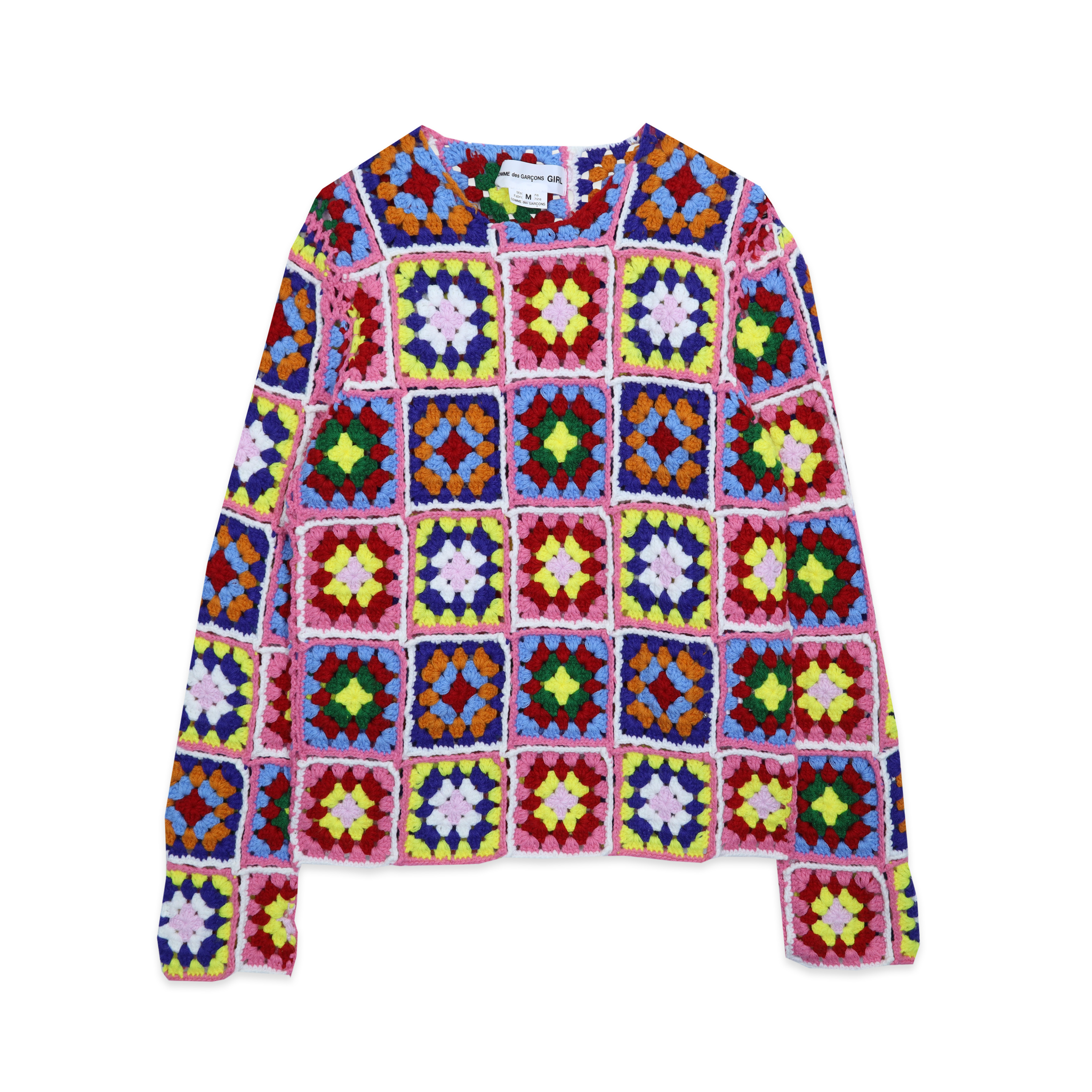 White/Pink Rainbow Crotchet Sweater