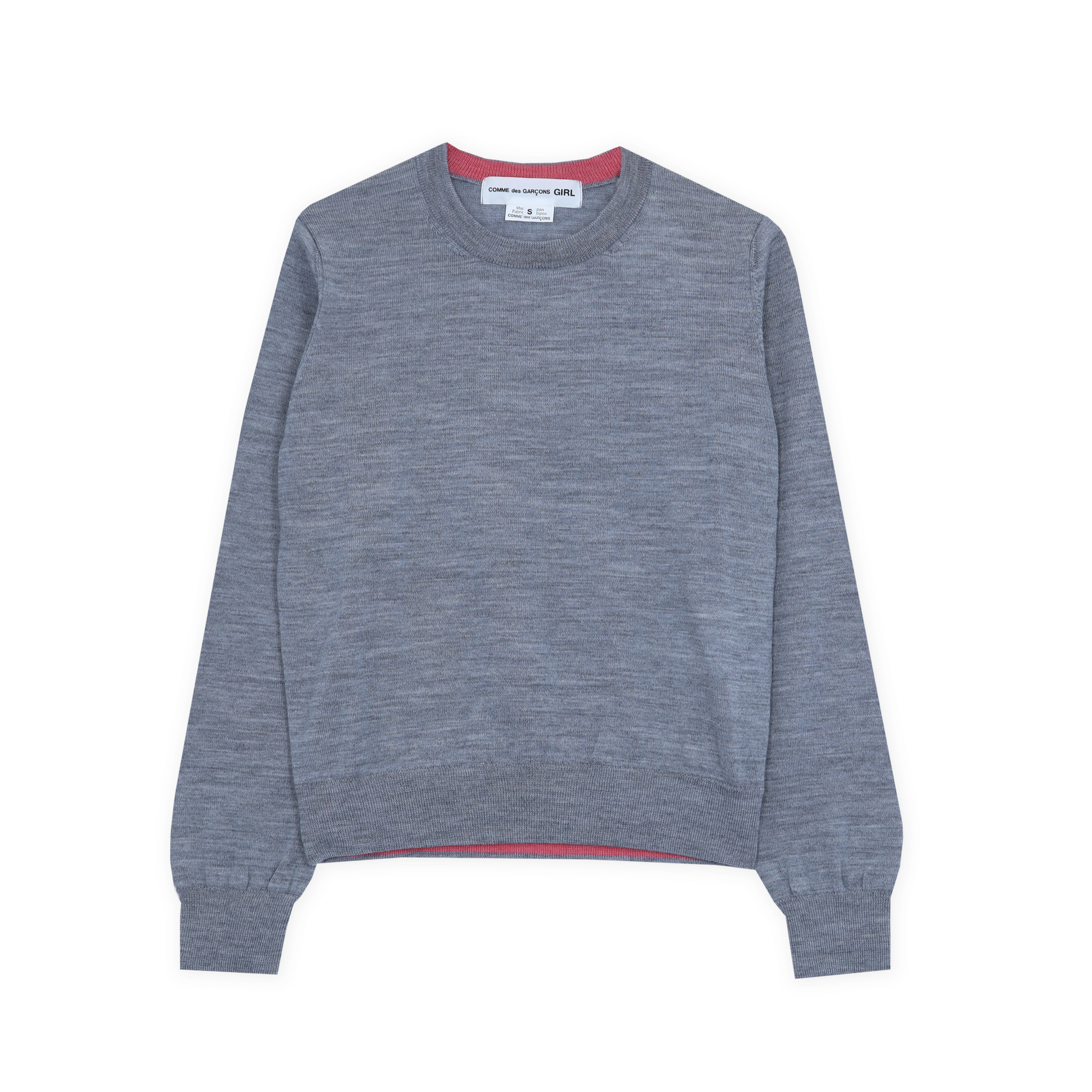 Grey x Pink Contrast Rib Sweater