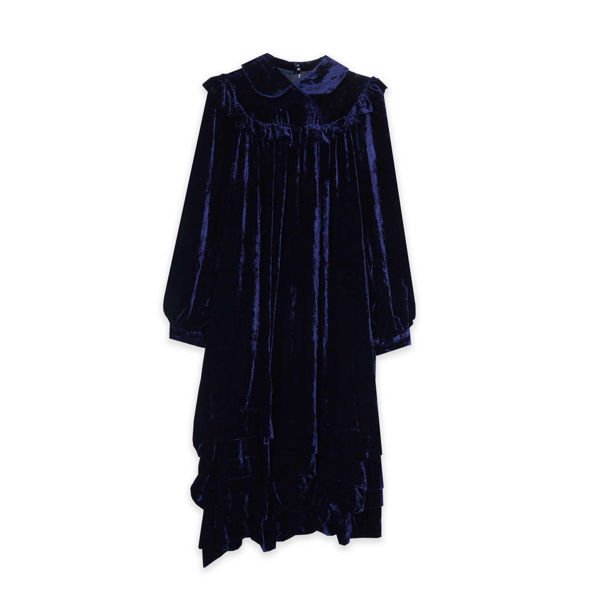 Navy Round Frill Collar Dress