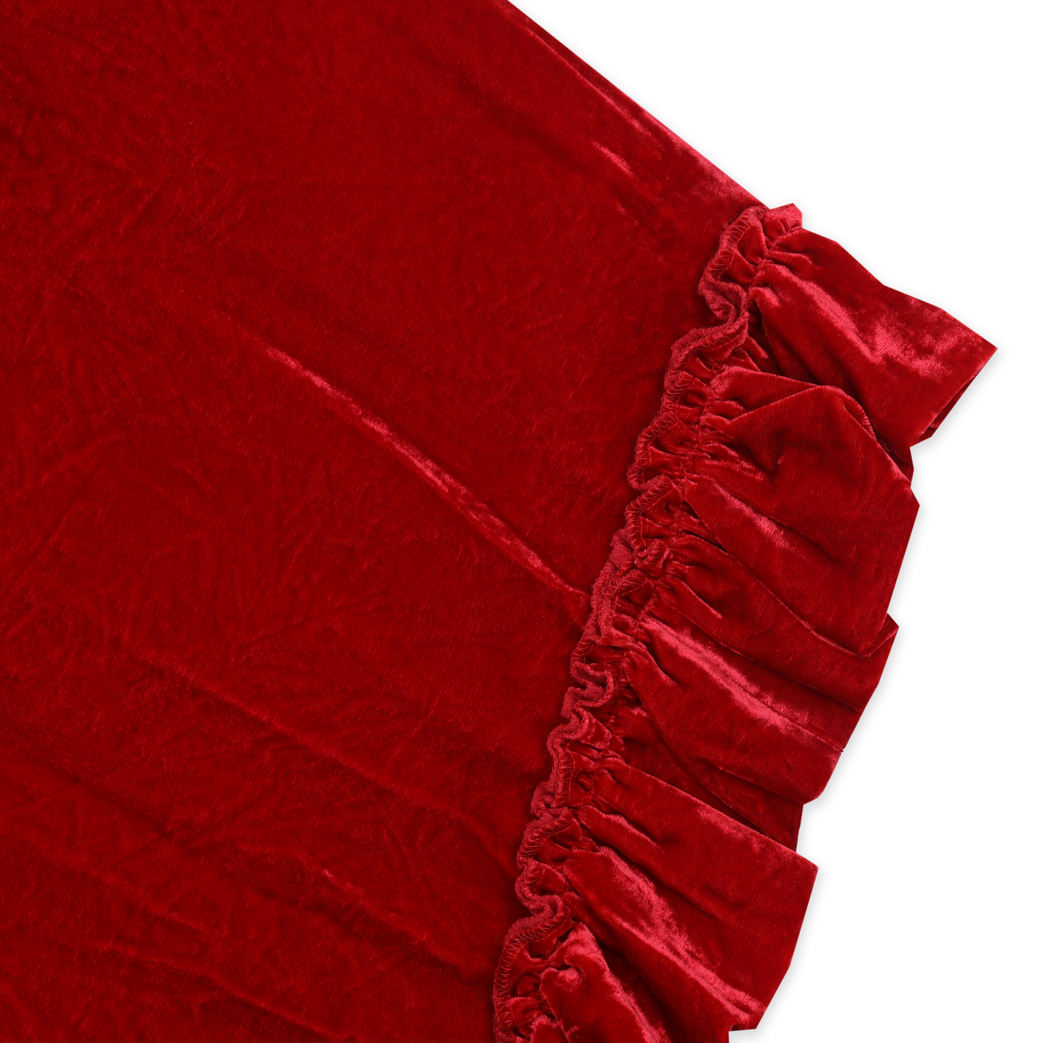 Red Velvet Frill Hem Shorts