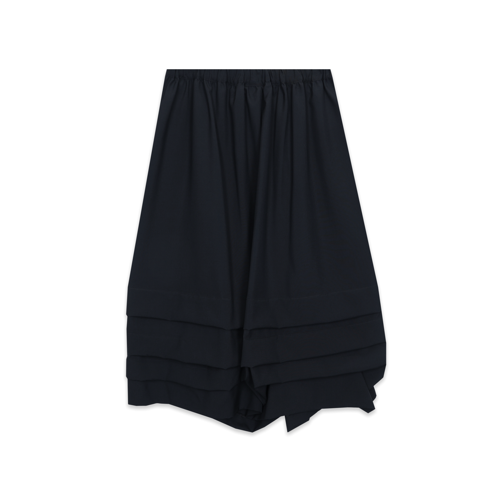 Black Gathered Pleat Tuck Skirt