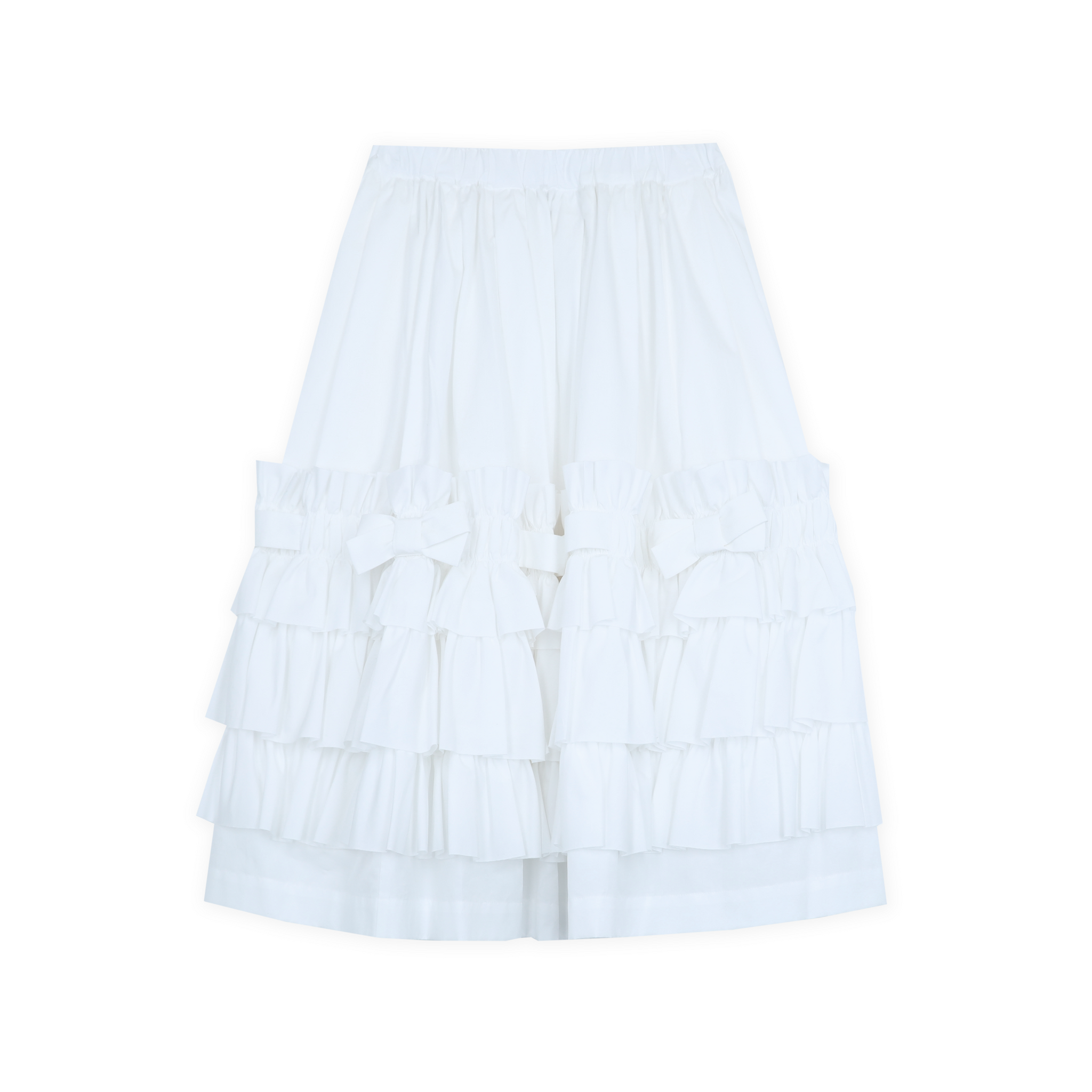 White Gathered Frill Bow Skirt