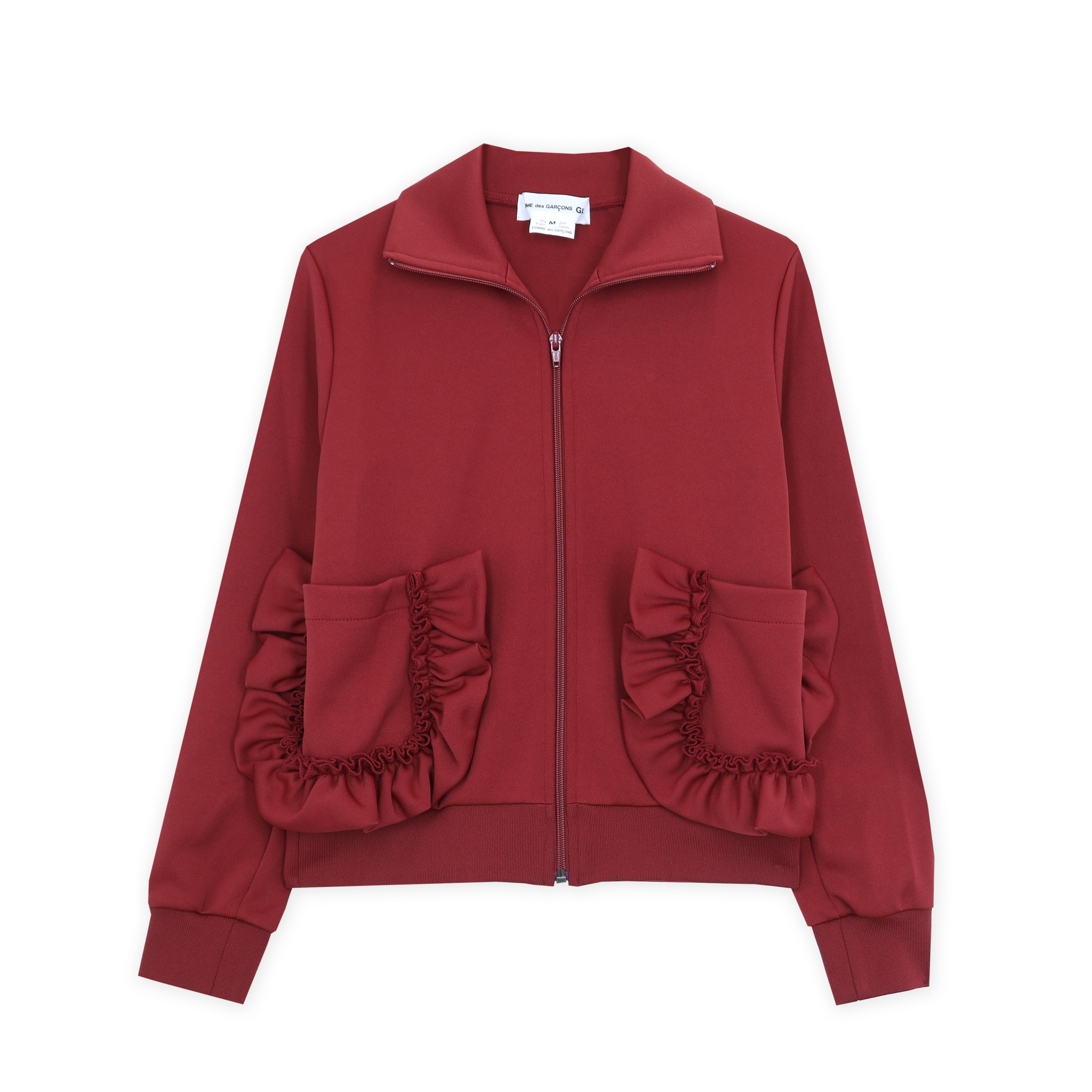 Burgundy Frill Pocket Zip Pullover