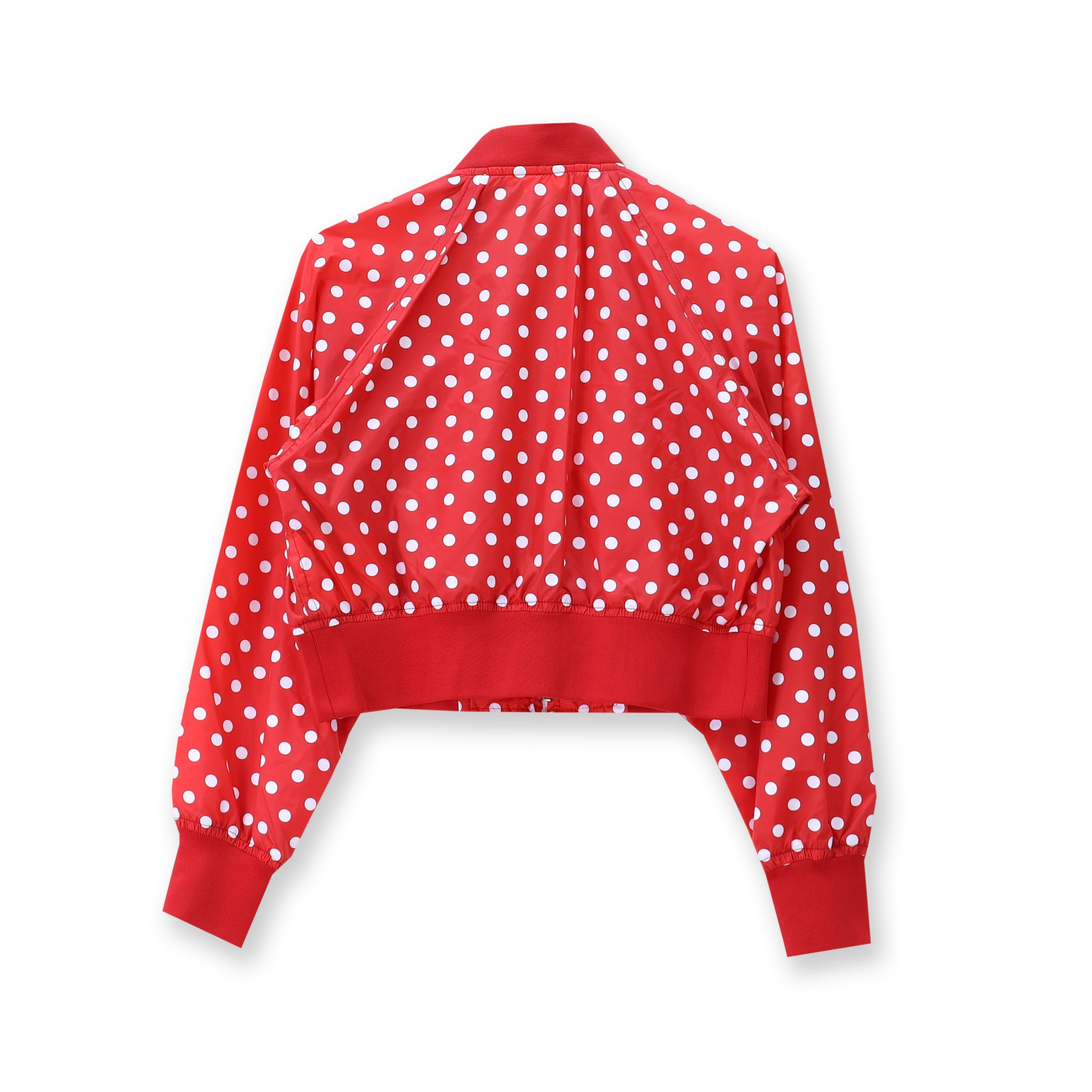 Cropped Polka Dot Bomber Jacket (Red)