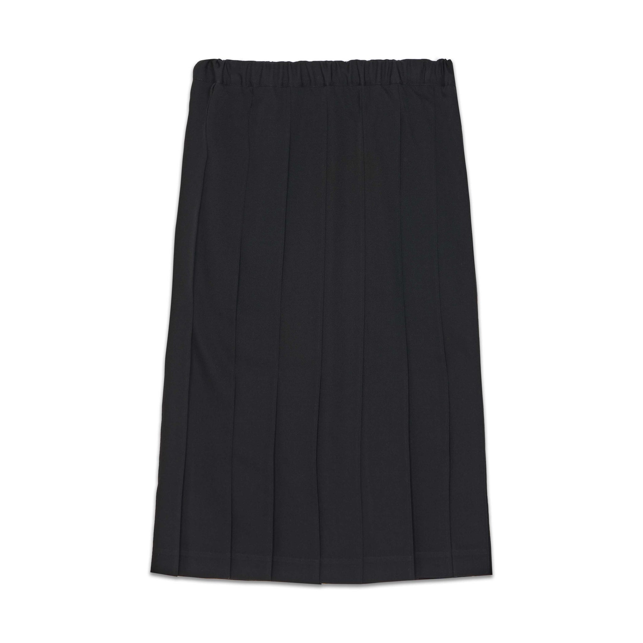 Wool Gabardine Pleated Skirt (Black)