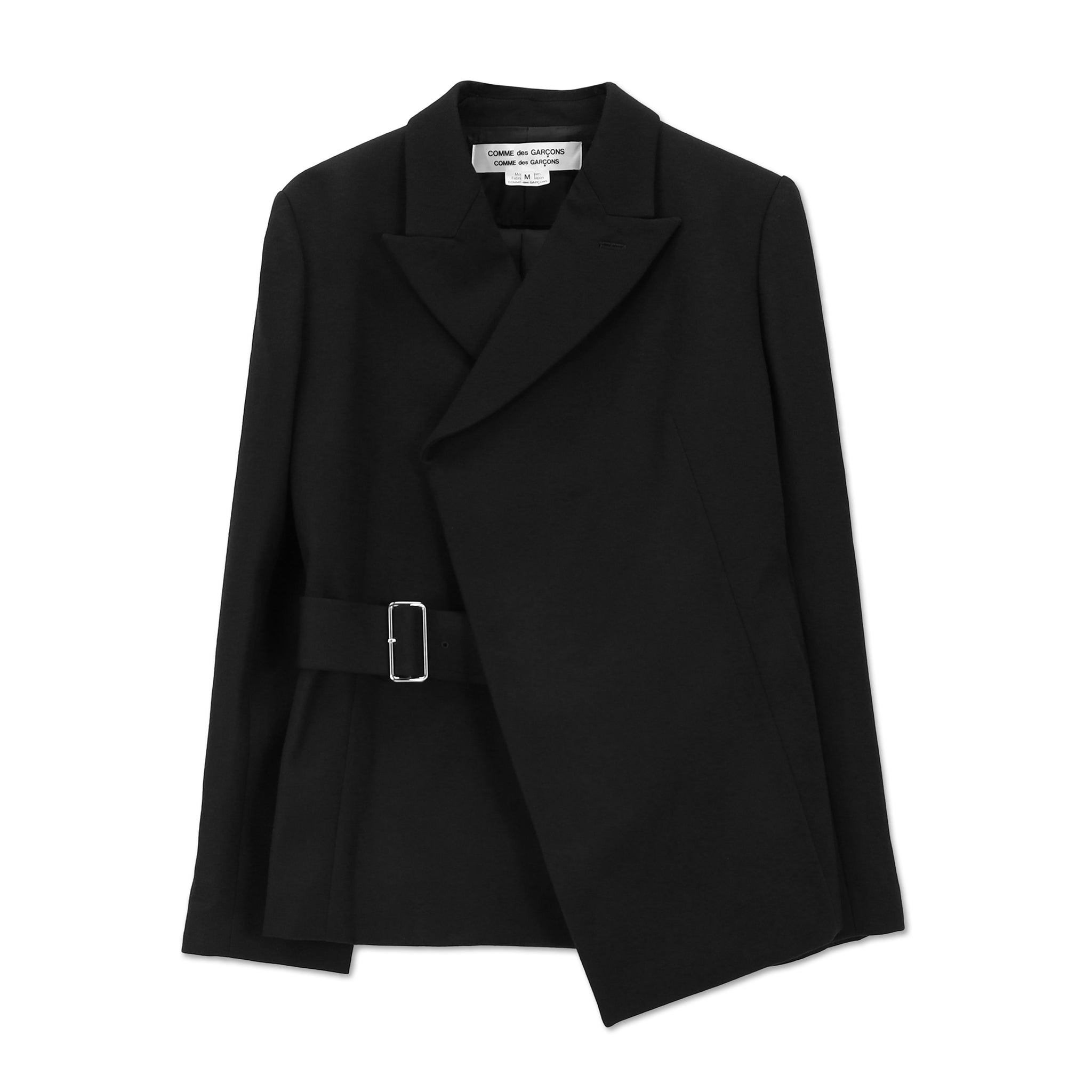 Wool Double Breasted Belted Jacket Black