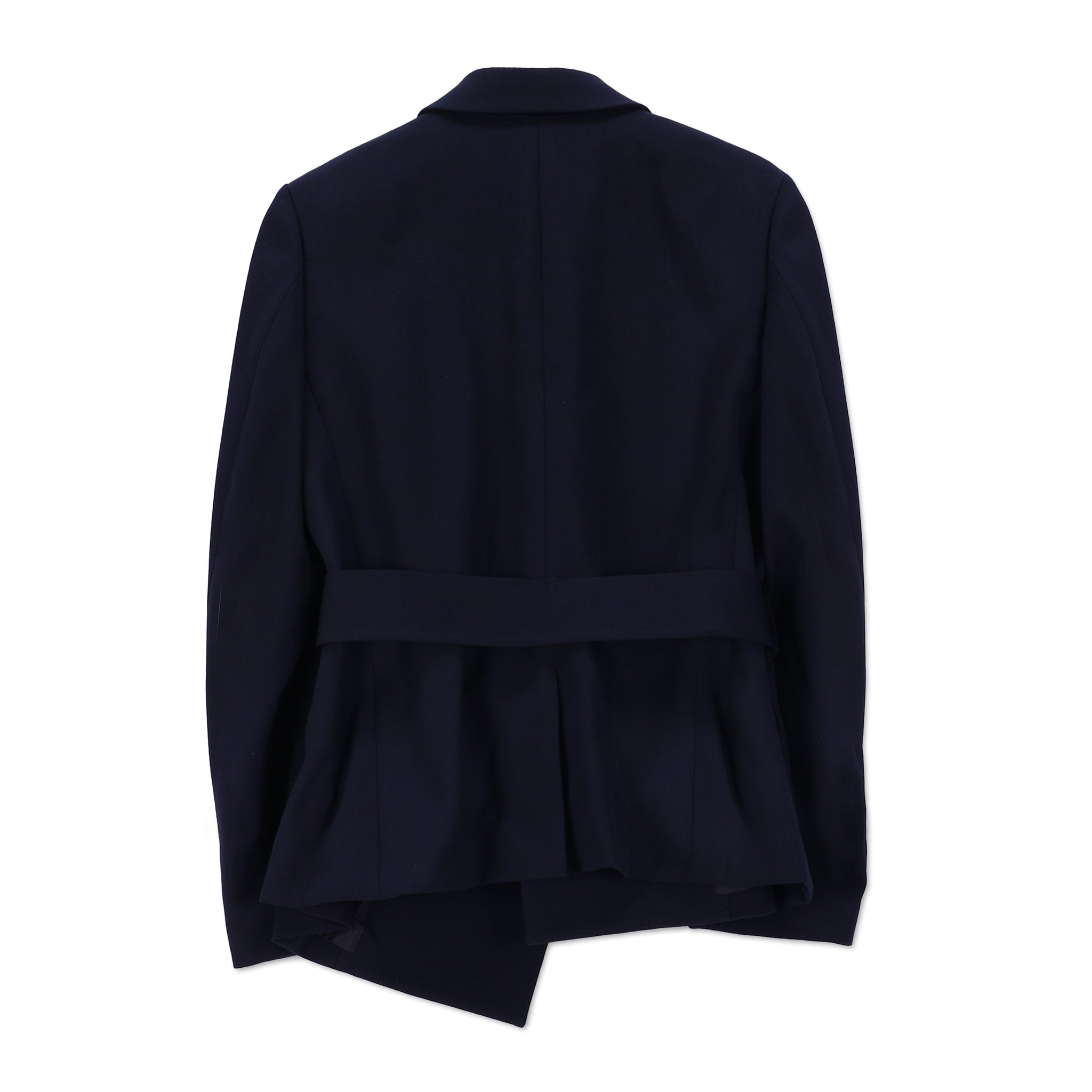 Wool Double Breasted Belted Jacket Navy