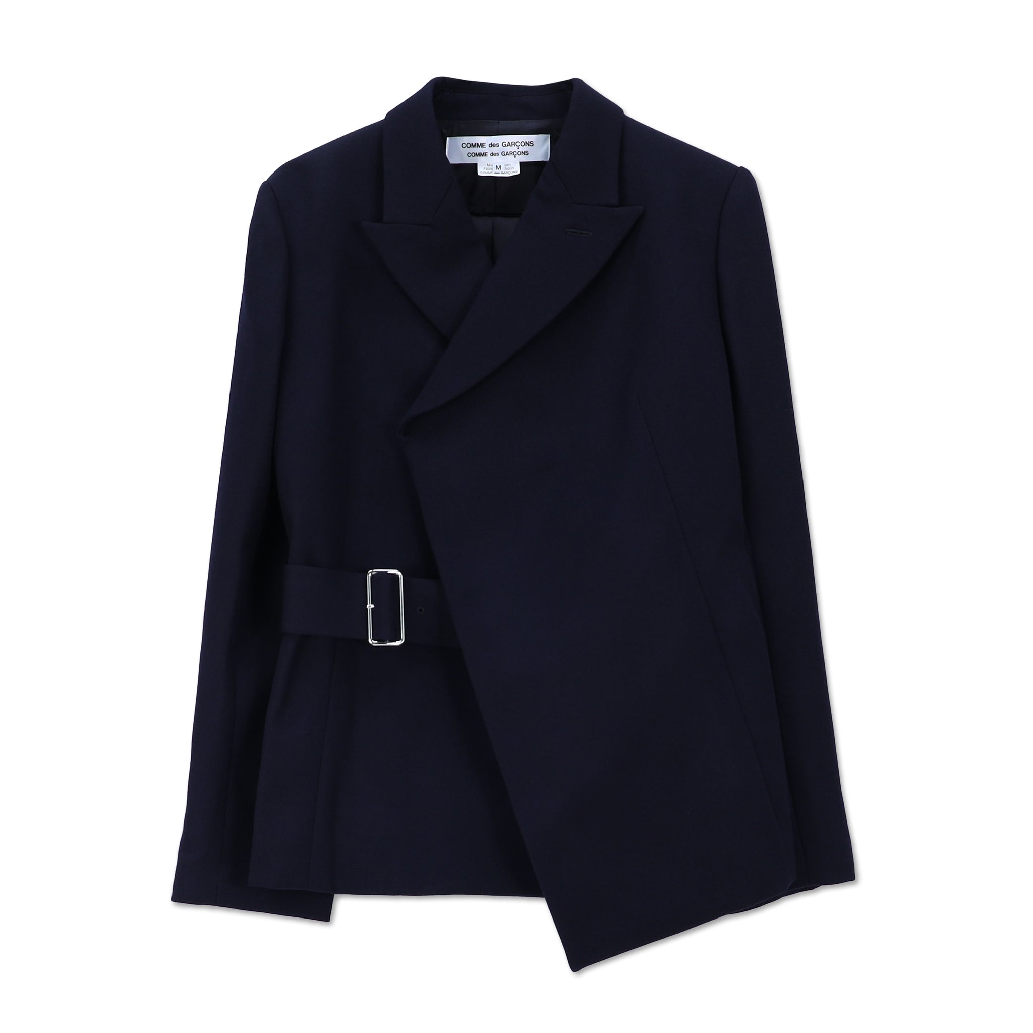 Wool Double Breasted Belted Jacket Navy