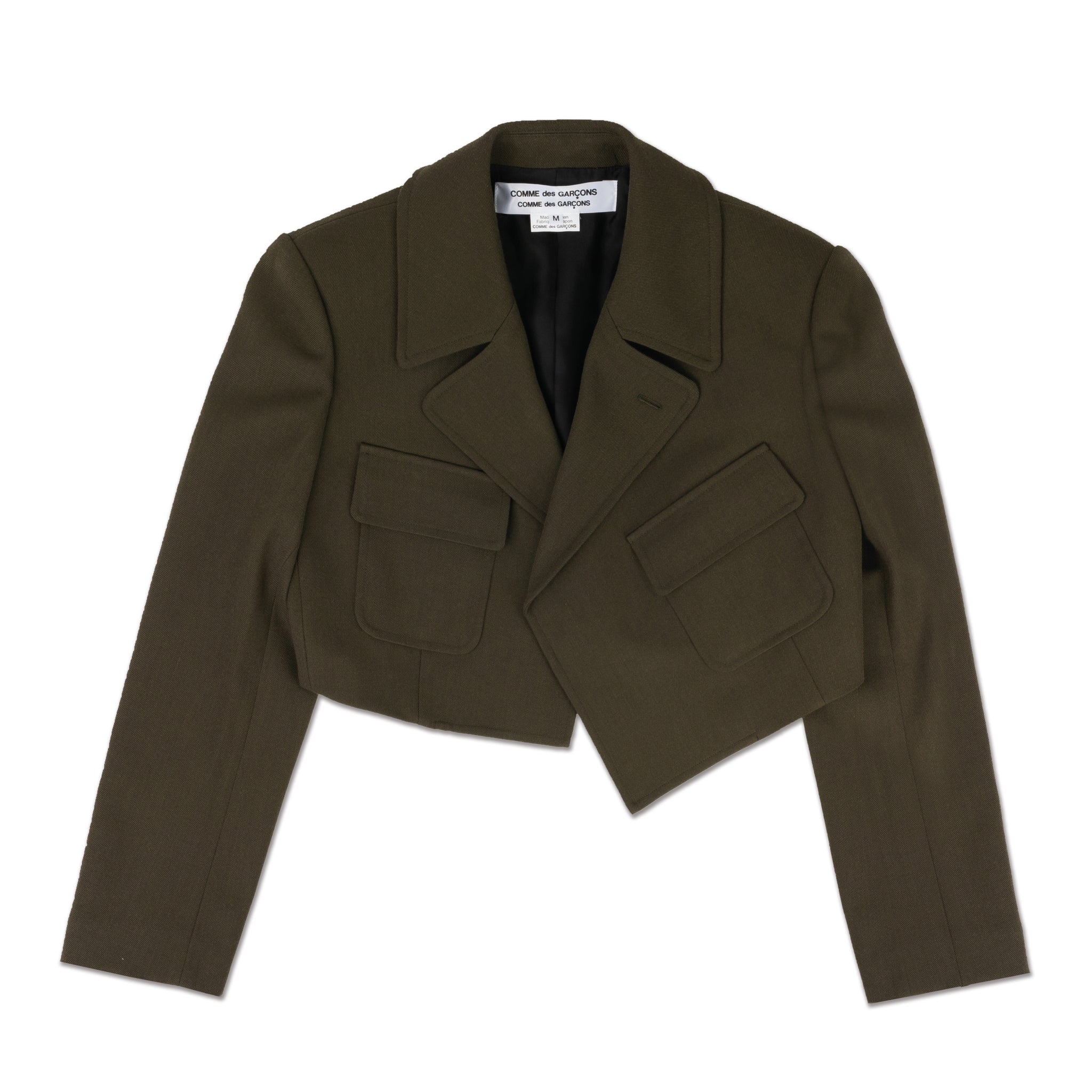Double Breasted Khaki Twill Cropped Jacket