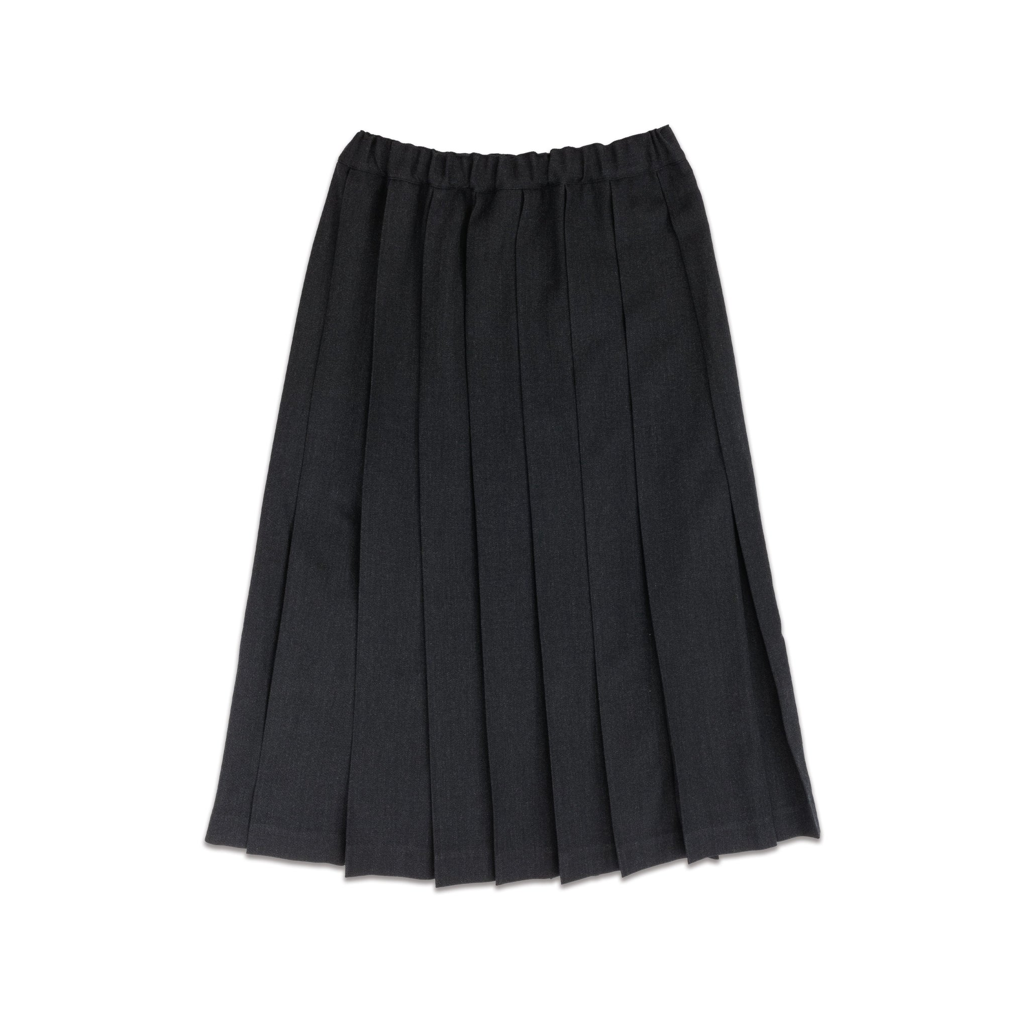 Wool Twill Grey Pleated Skirt