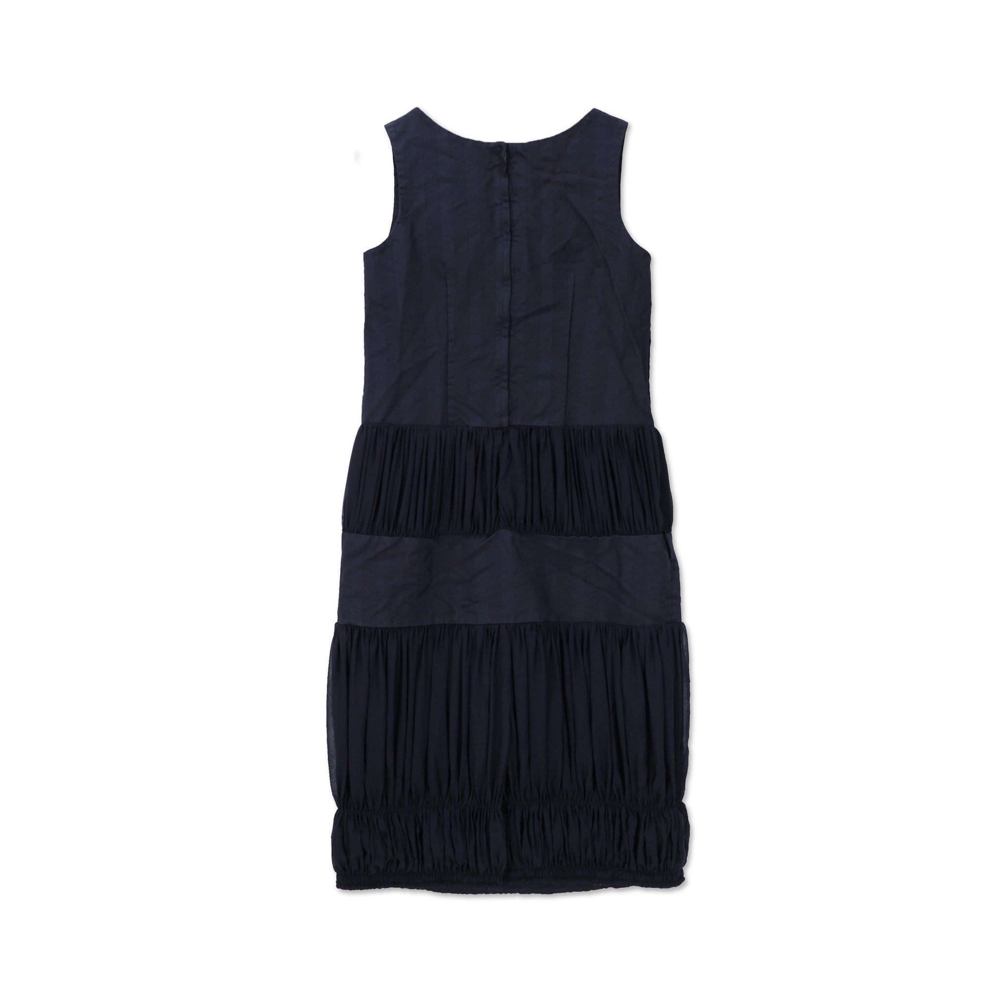 Gabardine Stripe x Georgette Ruched Pinafore