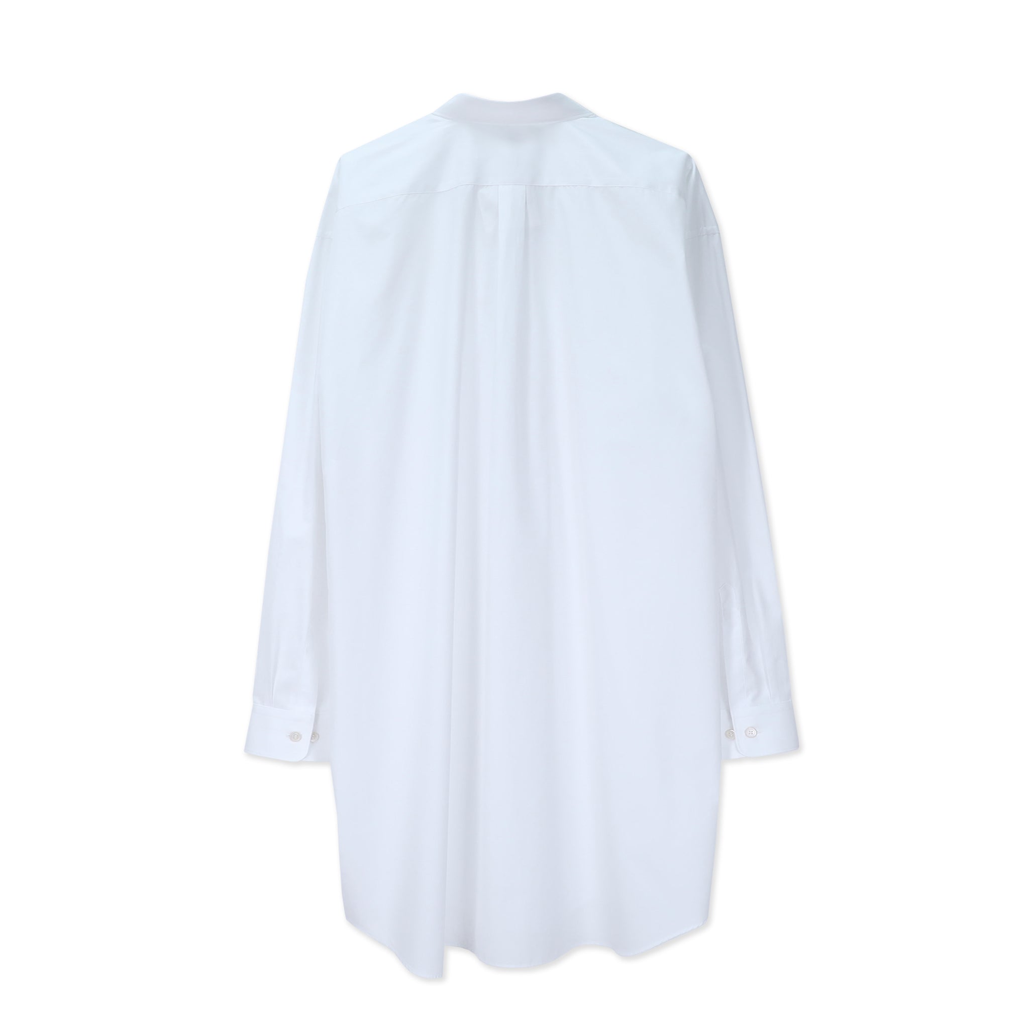 White Cotton Broadcloth Longline Shirt