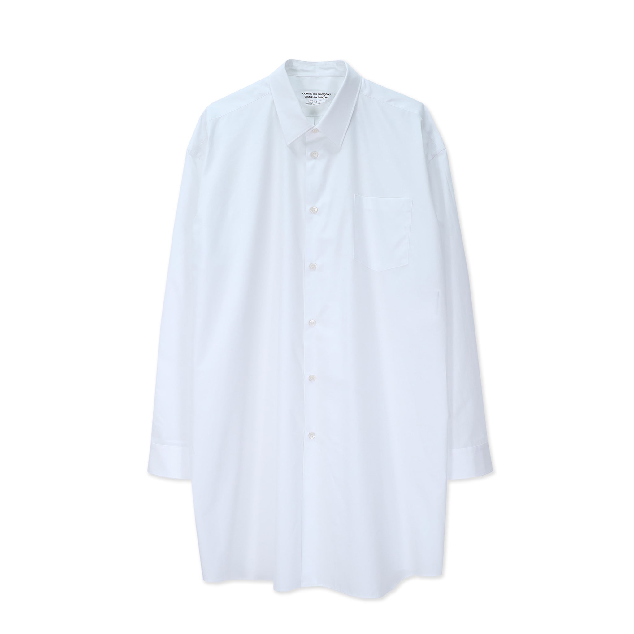 White Cotton Broadcloth Longline Shirt