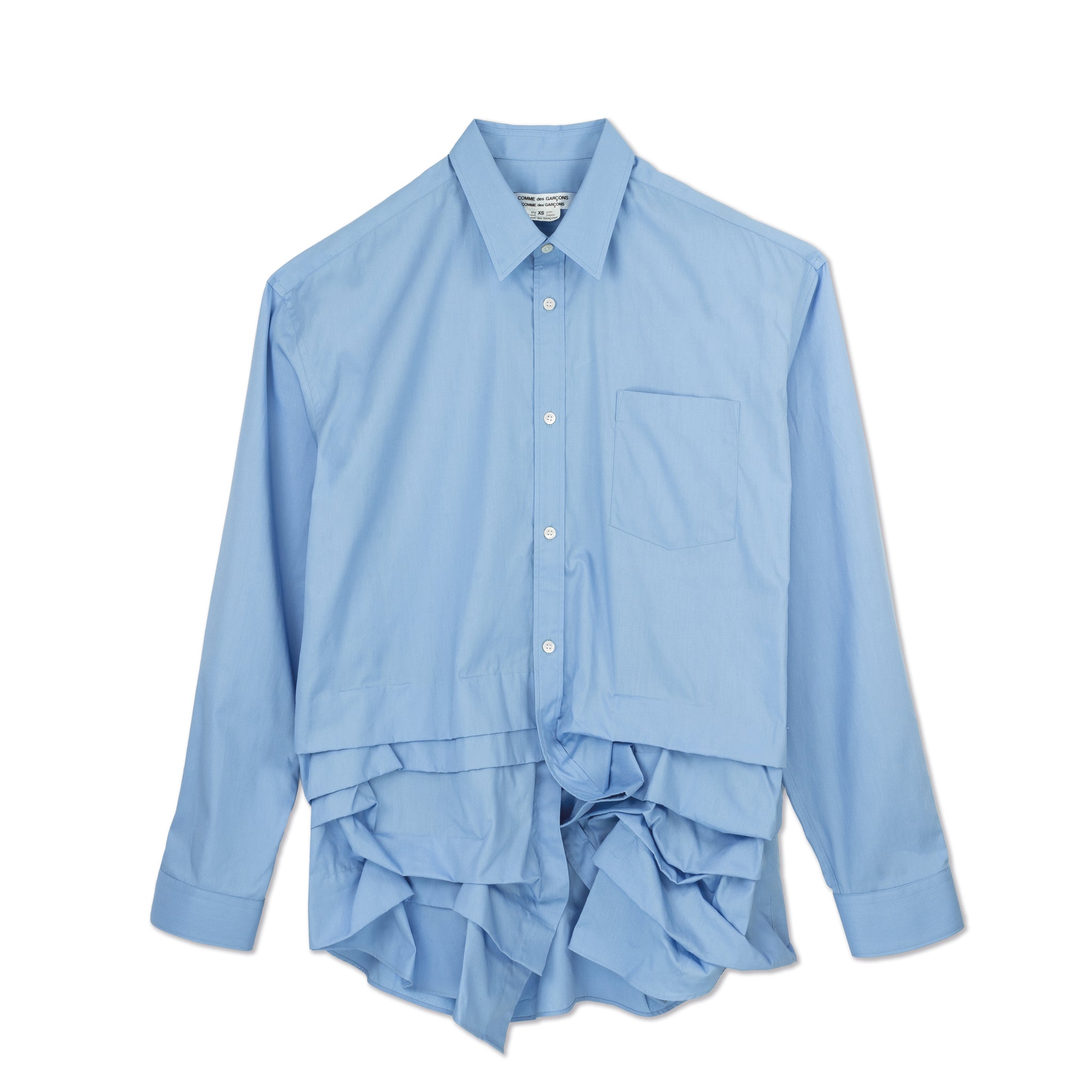 Cotton Pleat Tuck Shirt Blue