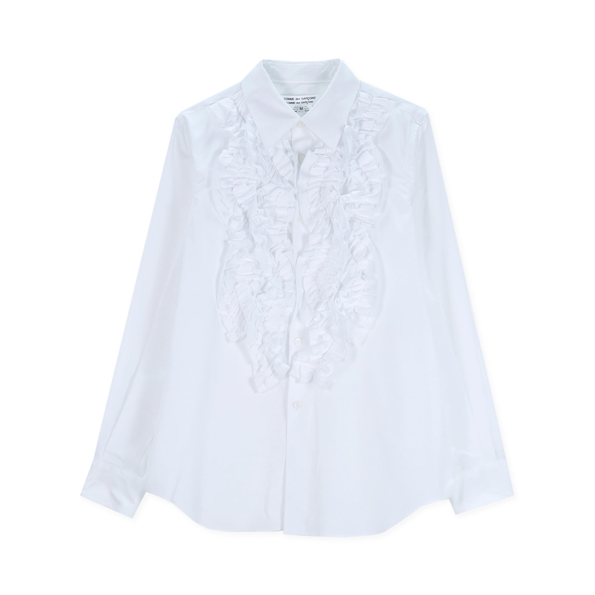 Cotton Front Frill Shirt White