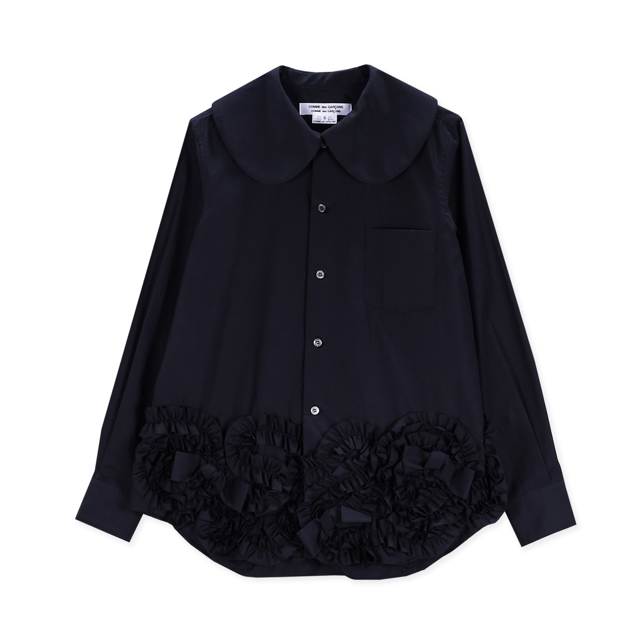 Cotton Peter Pan Frill Hem Long Blouse