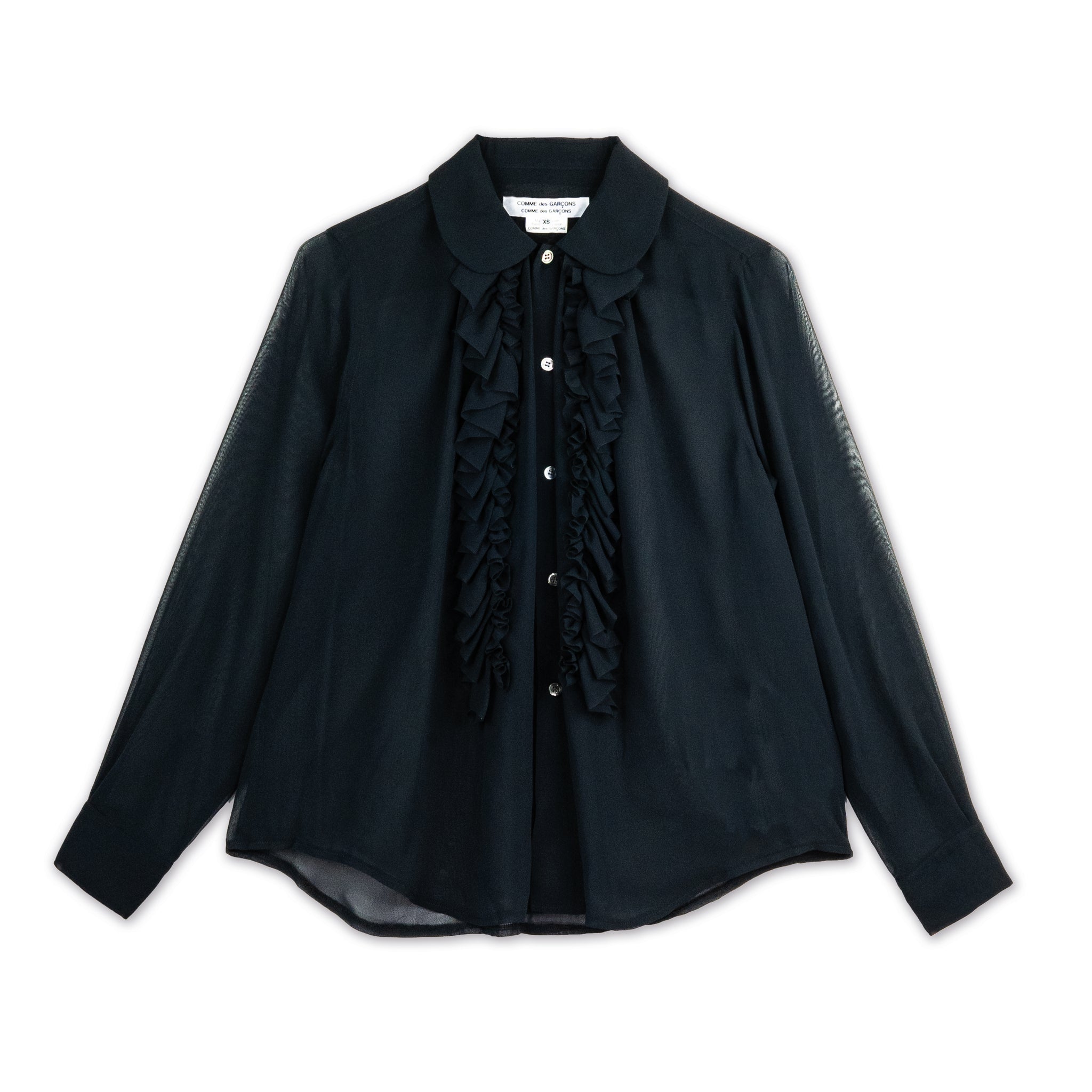 Georgette Front Frill Blouse Navy