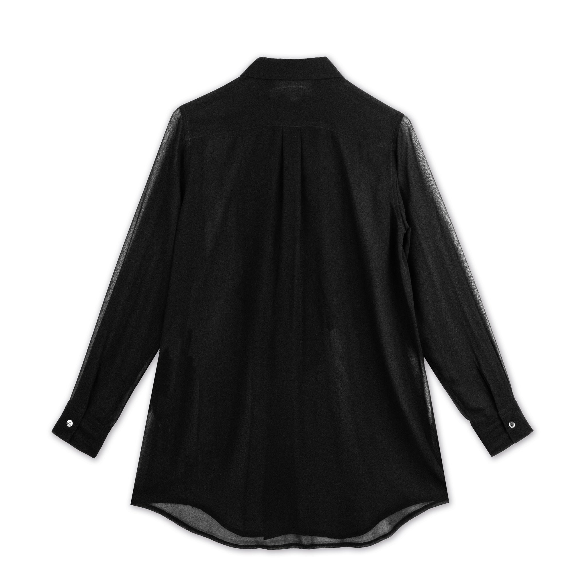 Georgette Front Frill Longline Blouse Black