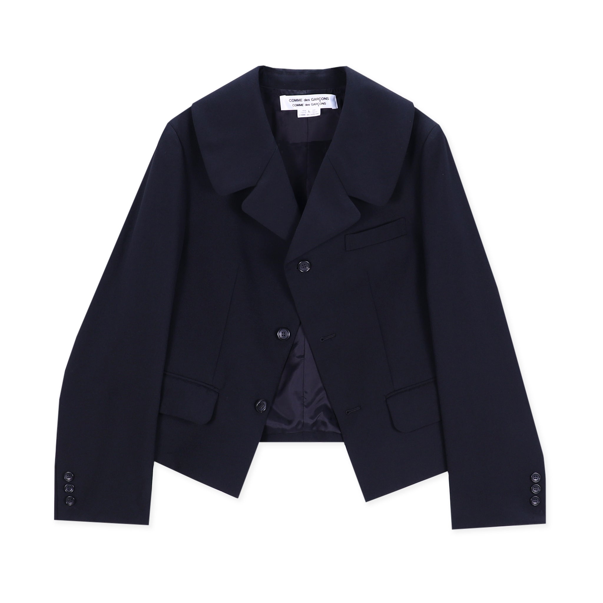 Navy Medium Wool Wide Lapel Jacket