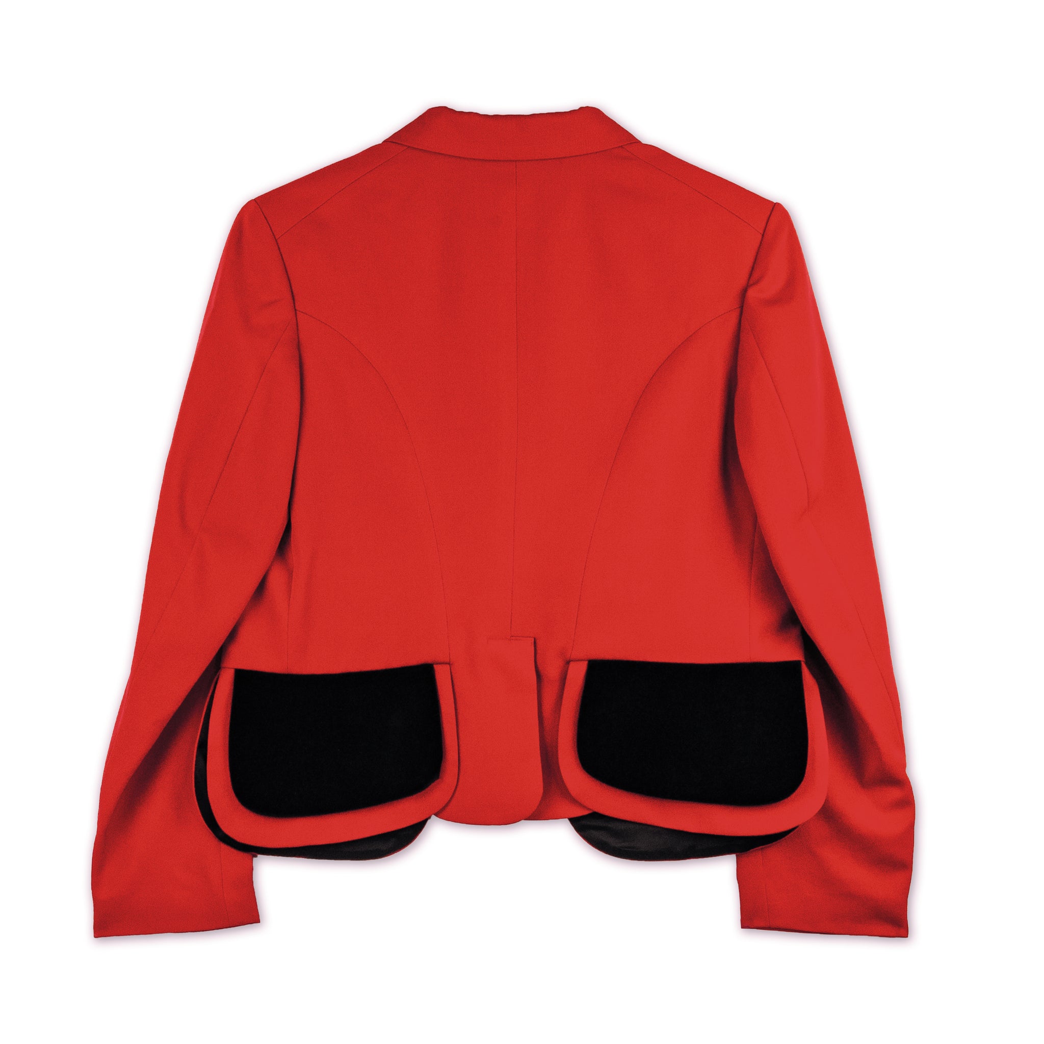 Red Wool Velveteen Curved Flap Jacket