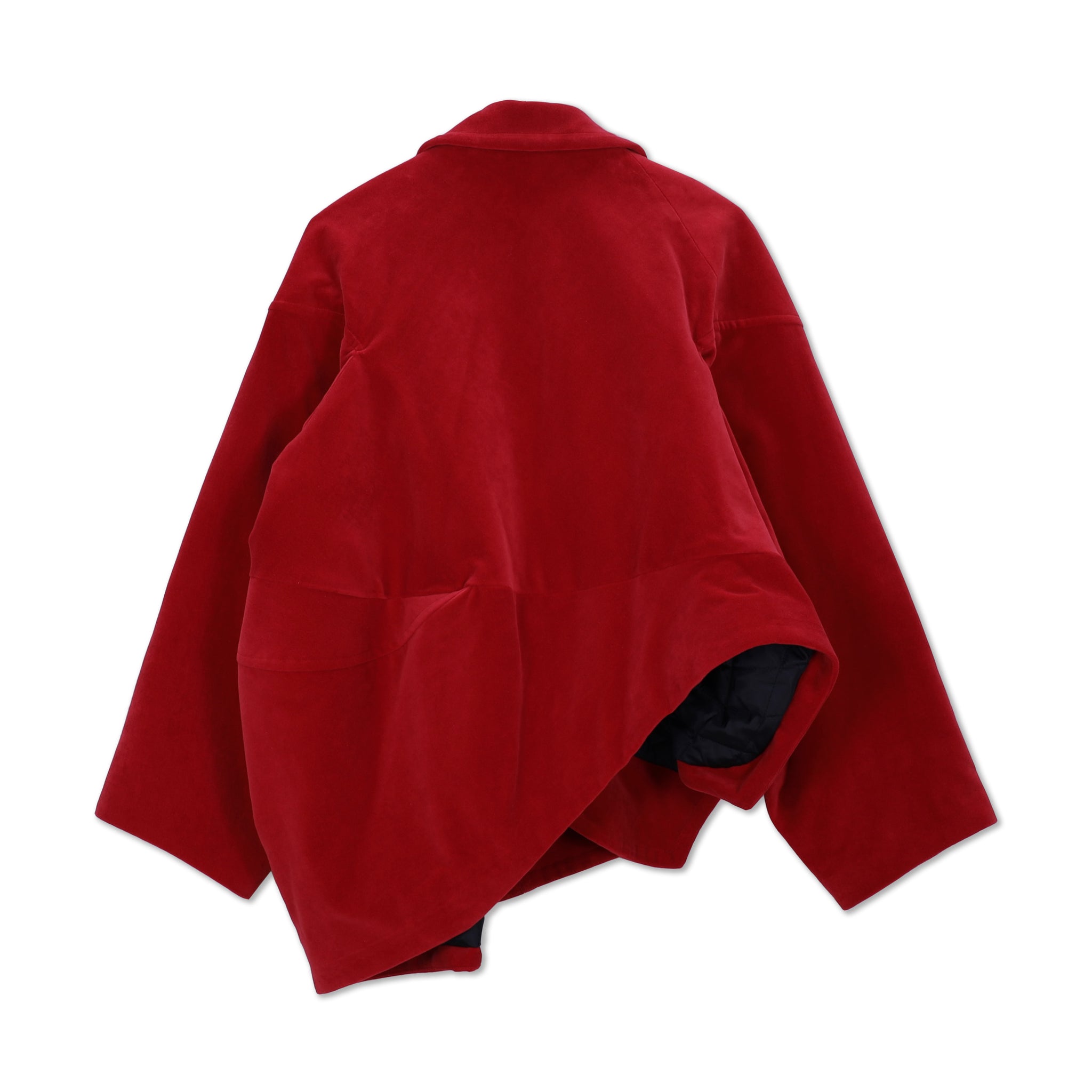 Velveteen Asymmetric Shell Jacket Red