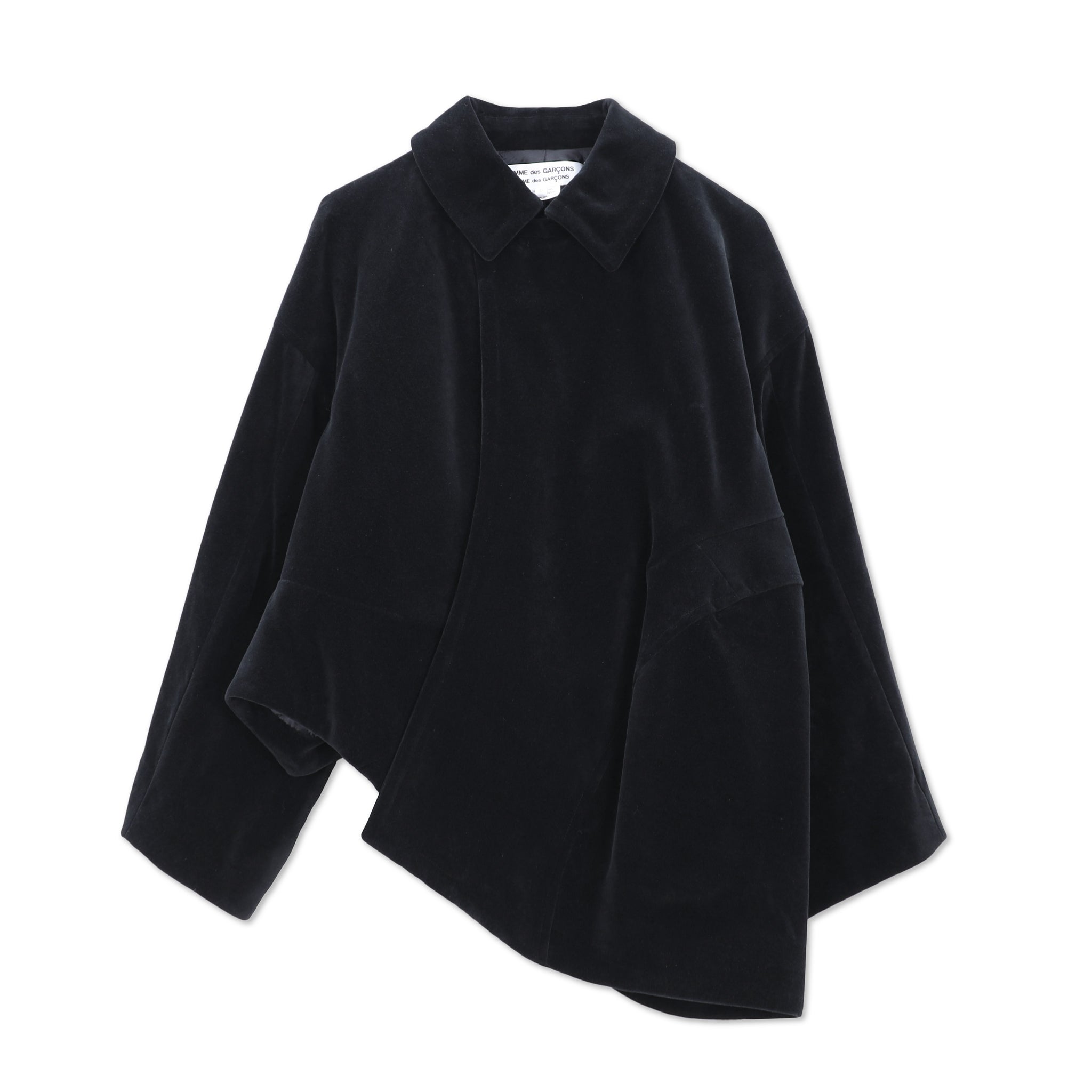 Velveteen Asymmetric Shell Jacket Black