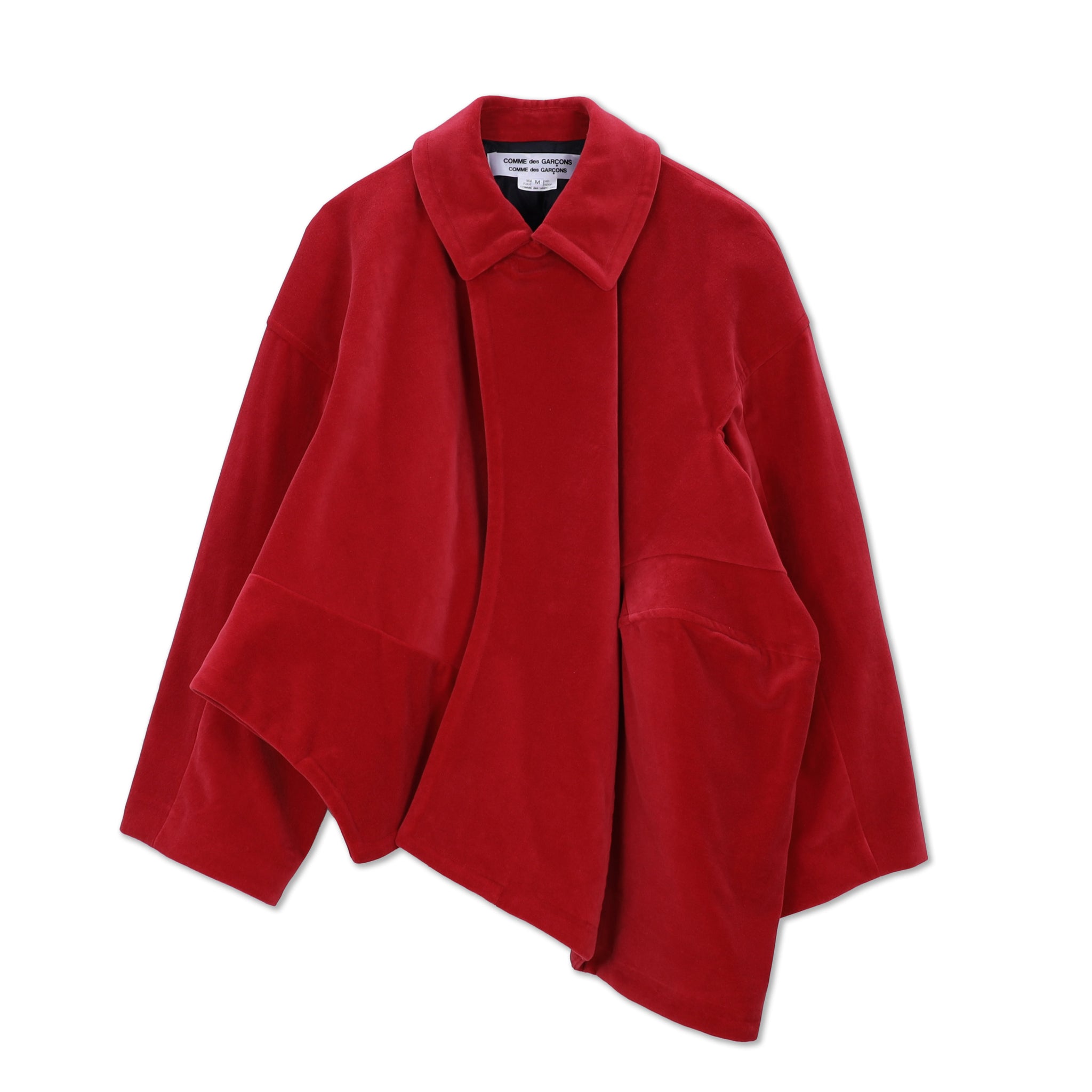 Velveteen Asymmetric Shell Jacket Red