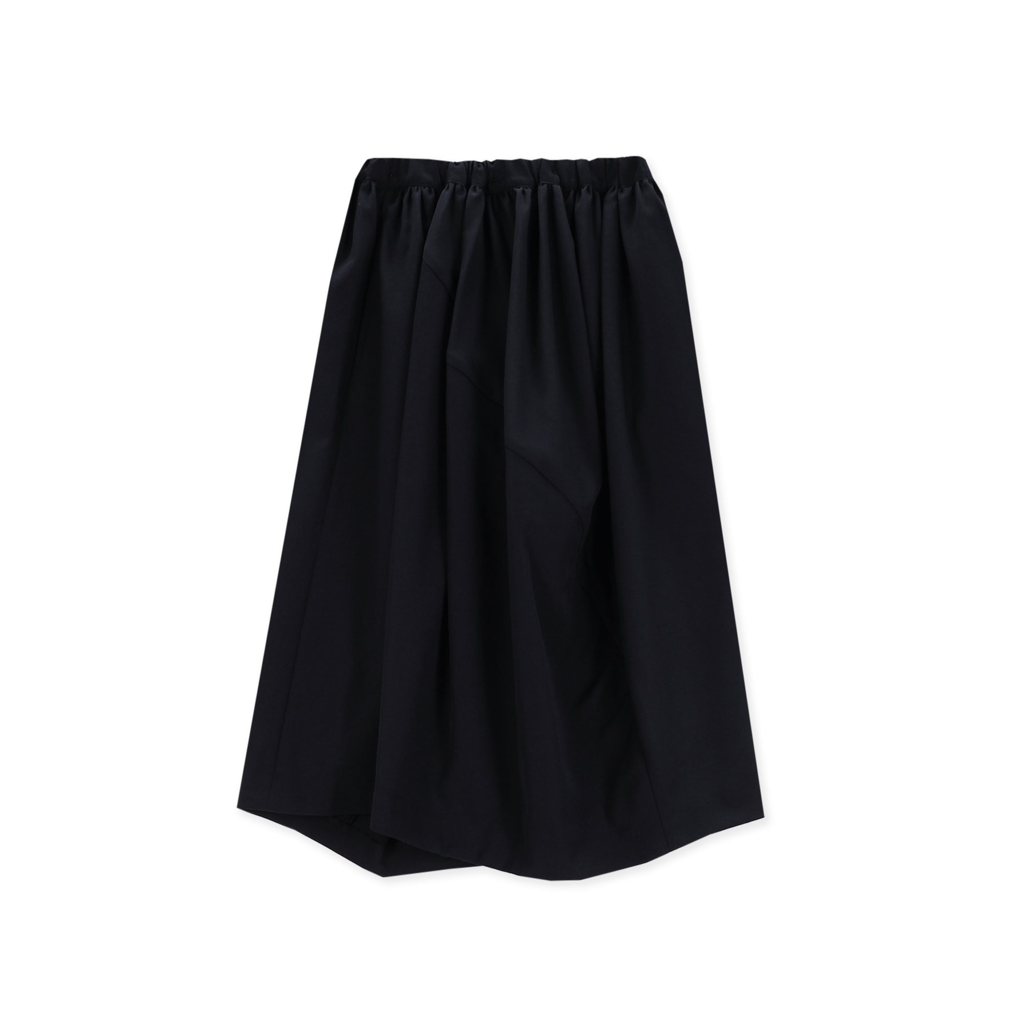 Wool Gabardine Curve Seam Skirt Black