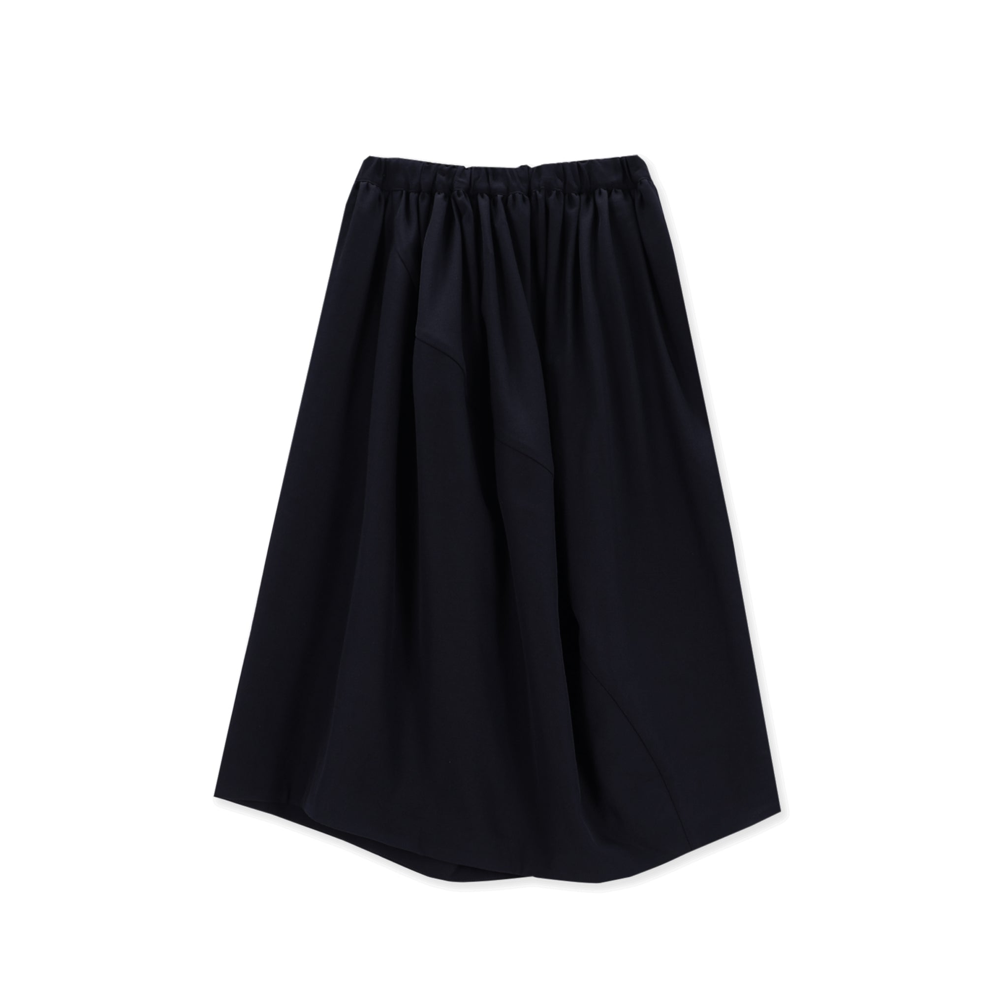 Wool Gabardine Curve Seam Skirt Black