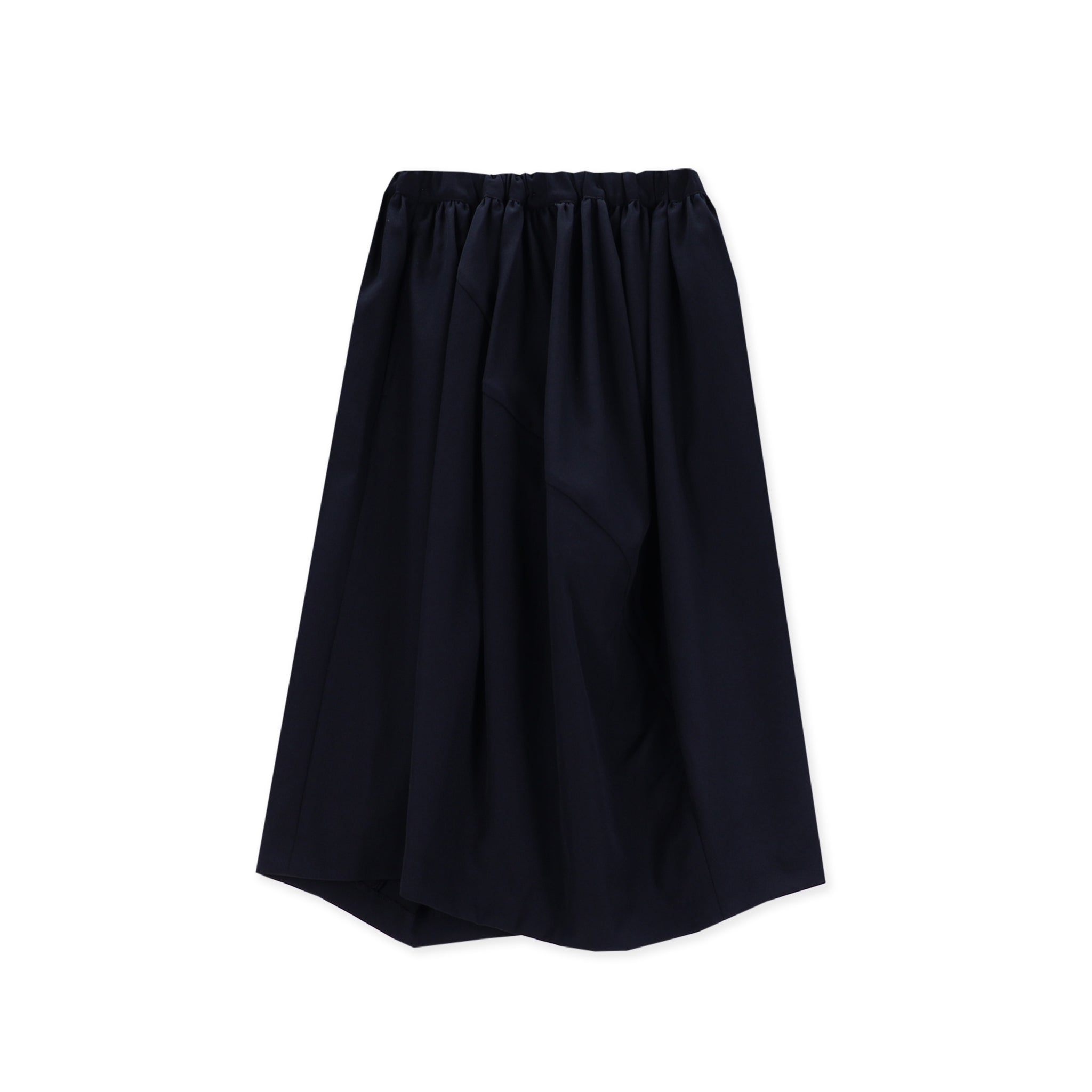 Wool Gabardine Curve Seam Skirt Navy