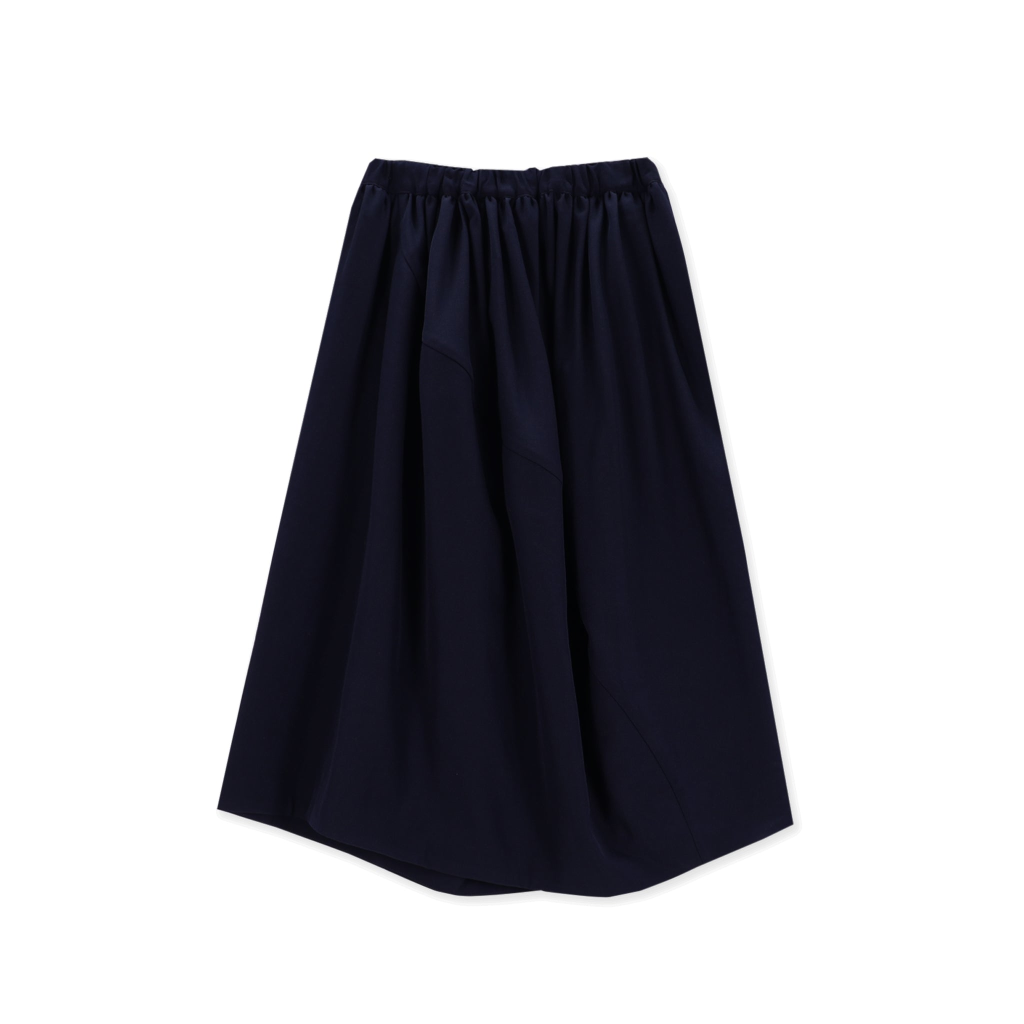 Wool Gabardine Curve Seam Skirt Navy