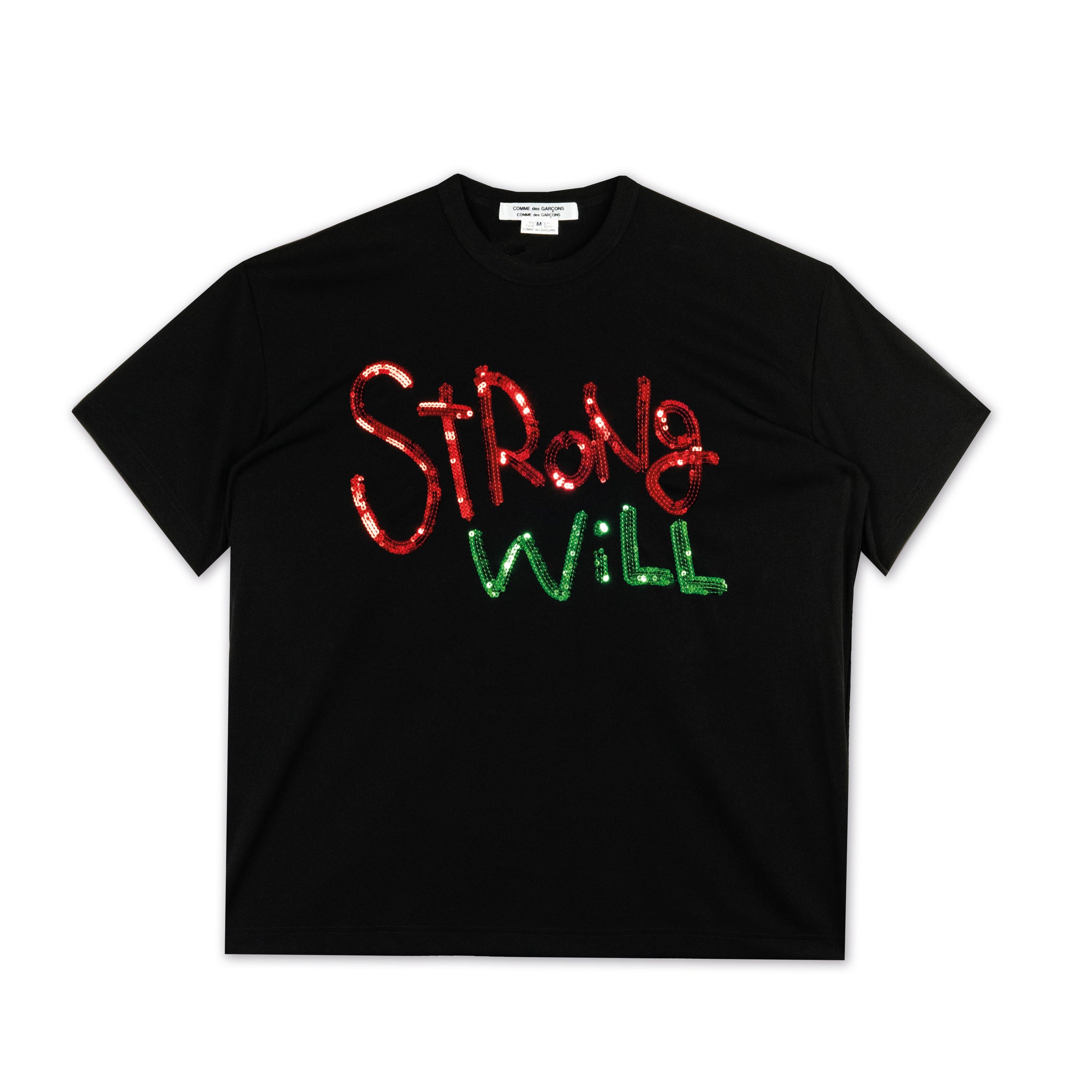 Strong Will Spangle Embroidered T-Shirt Black