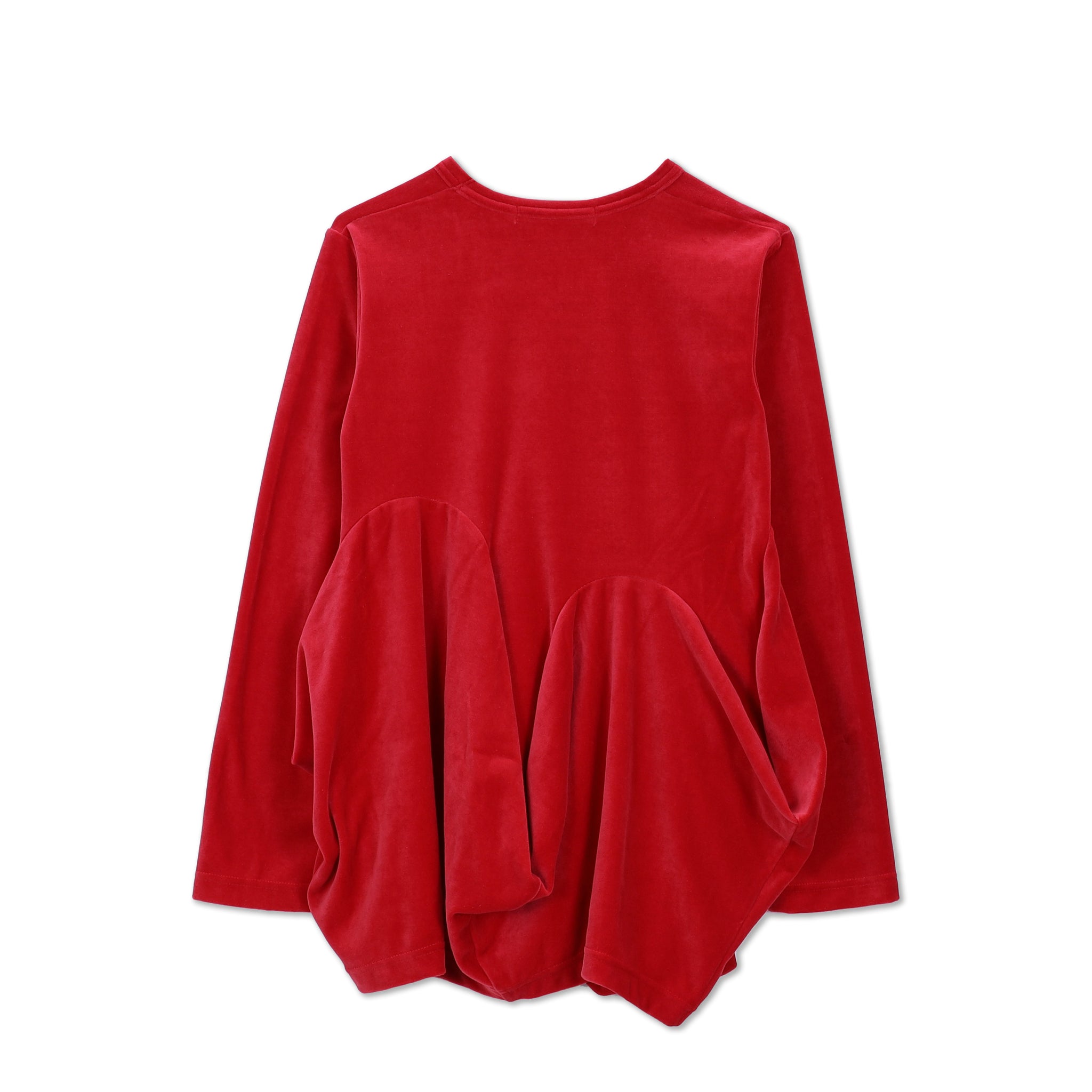 Red Velveteen Gathered Curve Jersey