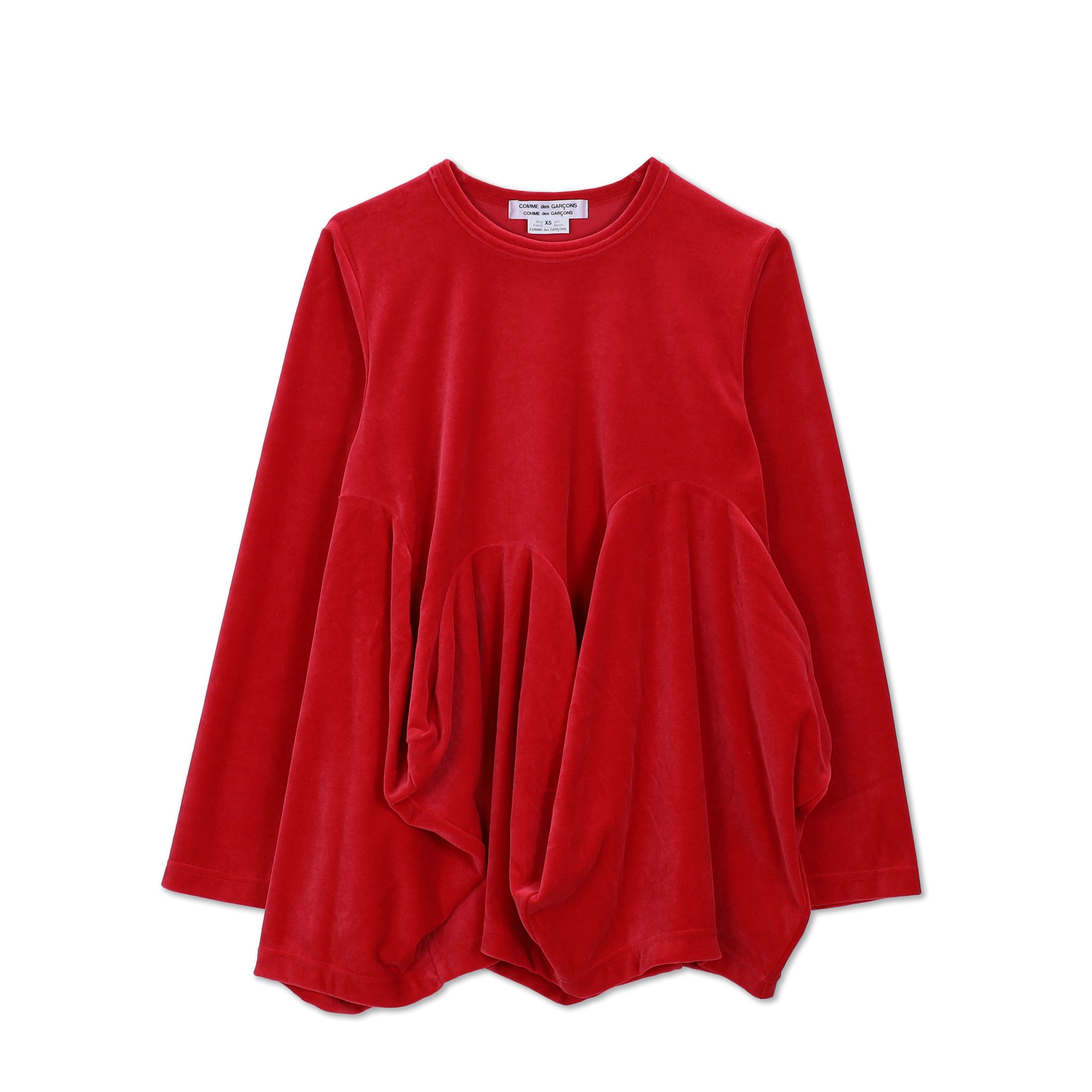 Red Velveteen Gathered Curve Jersey