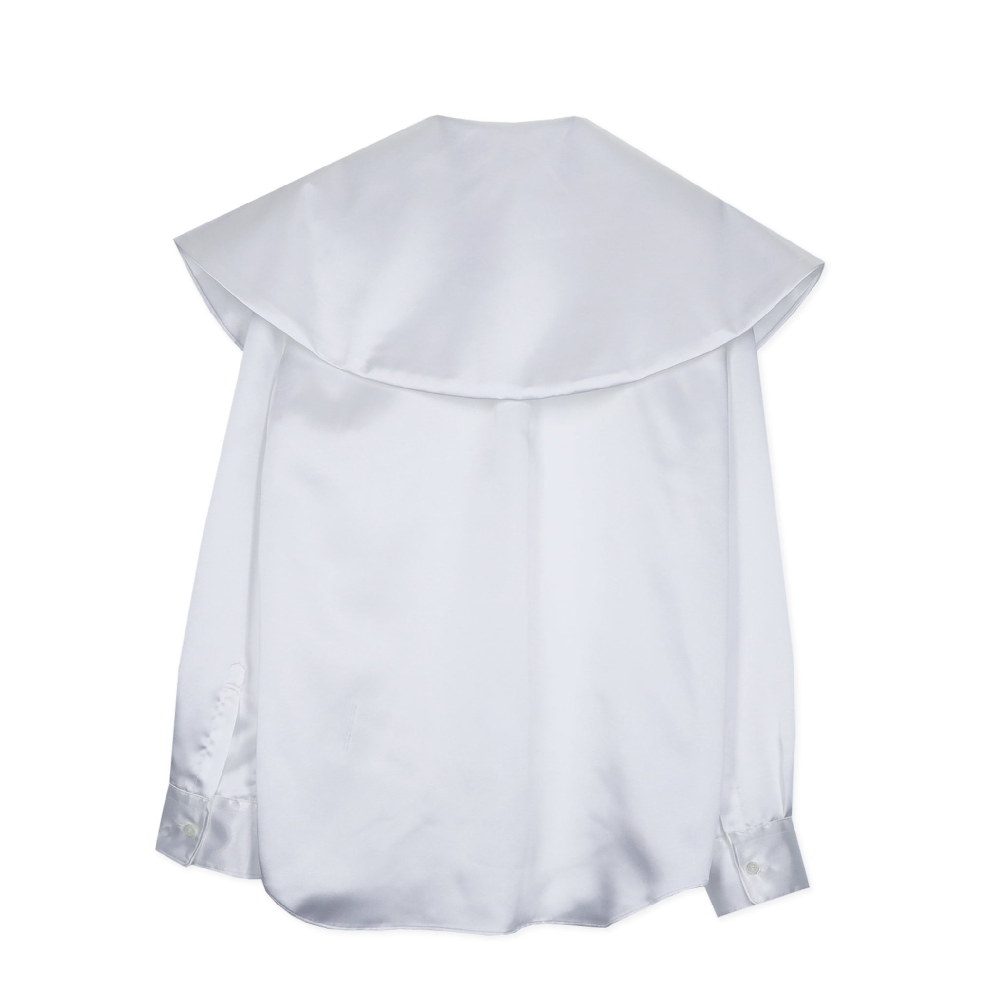 White Satin Wide Collar Blouse